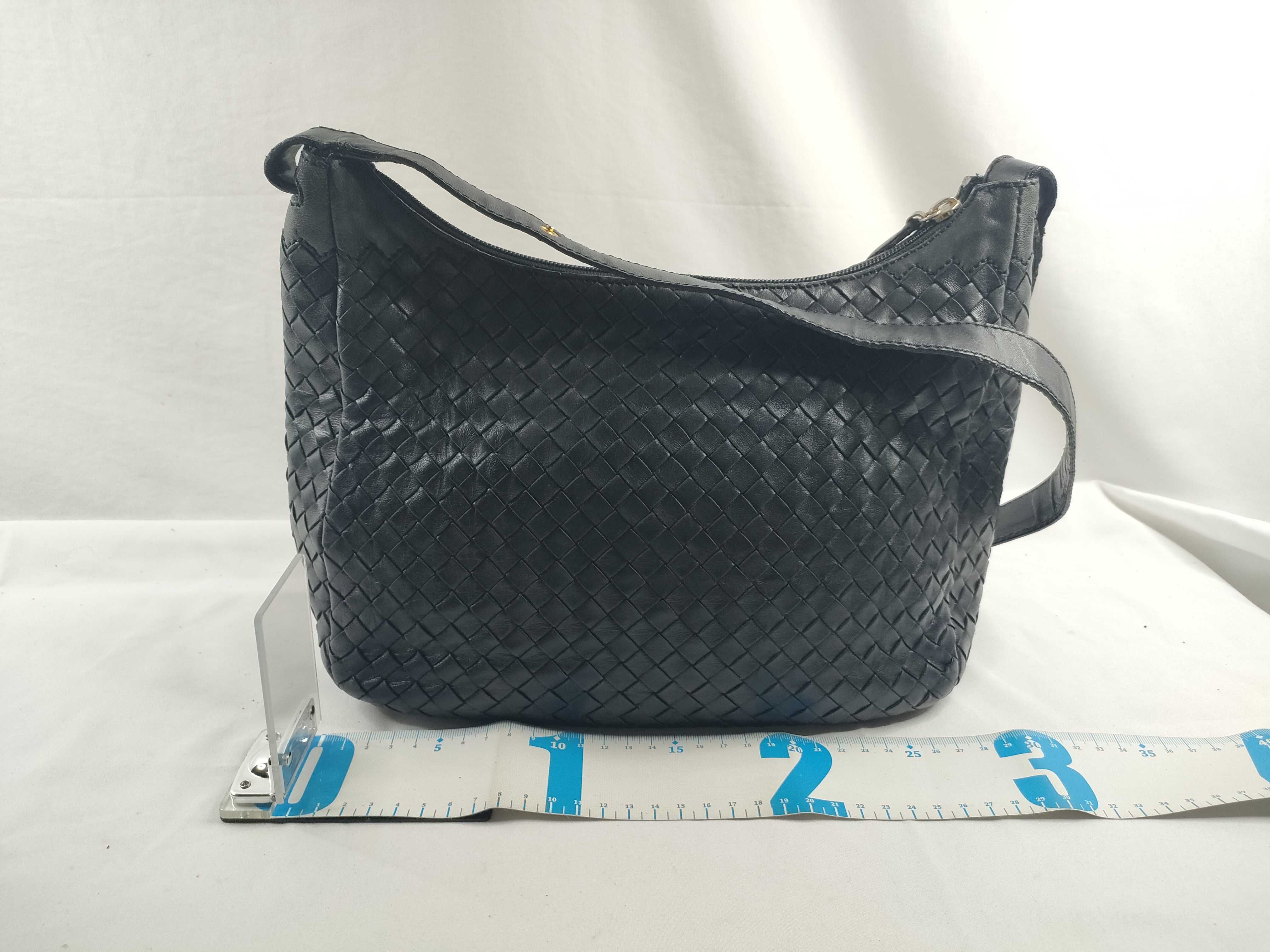 Intrecciato Shoulder Bag, Black — view 2