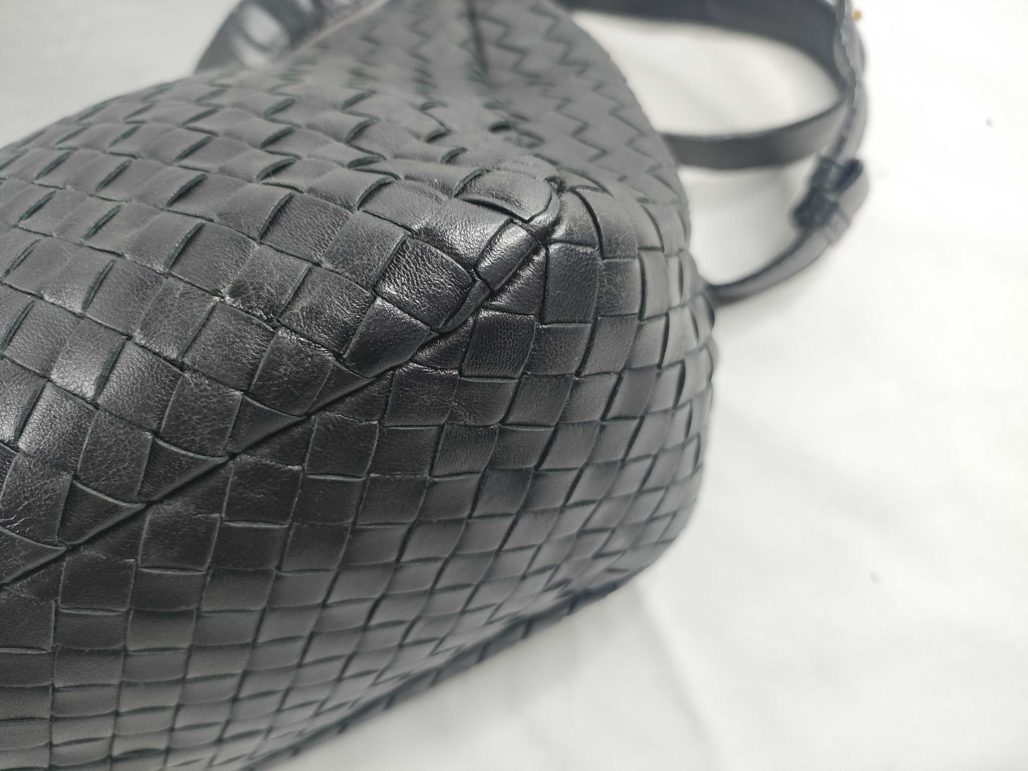 Intrecciato Shoulder Bag, Black — view 5