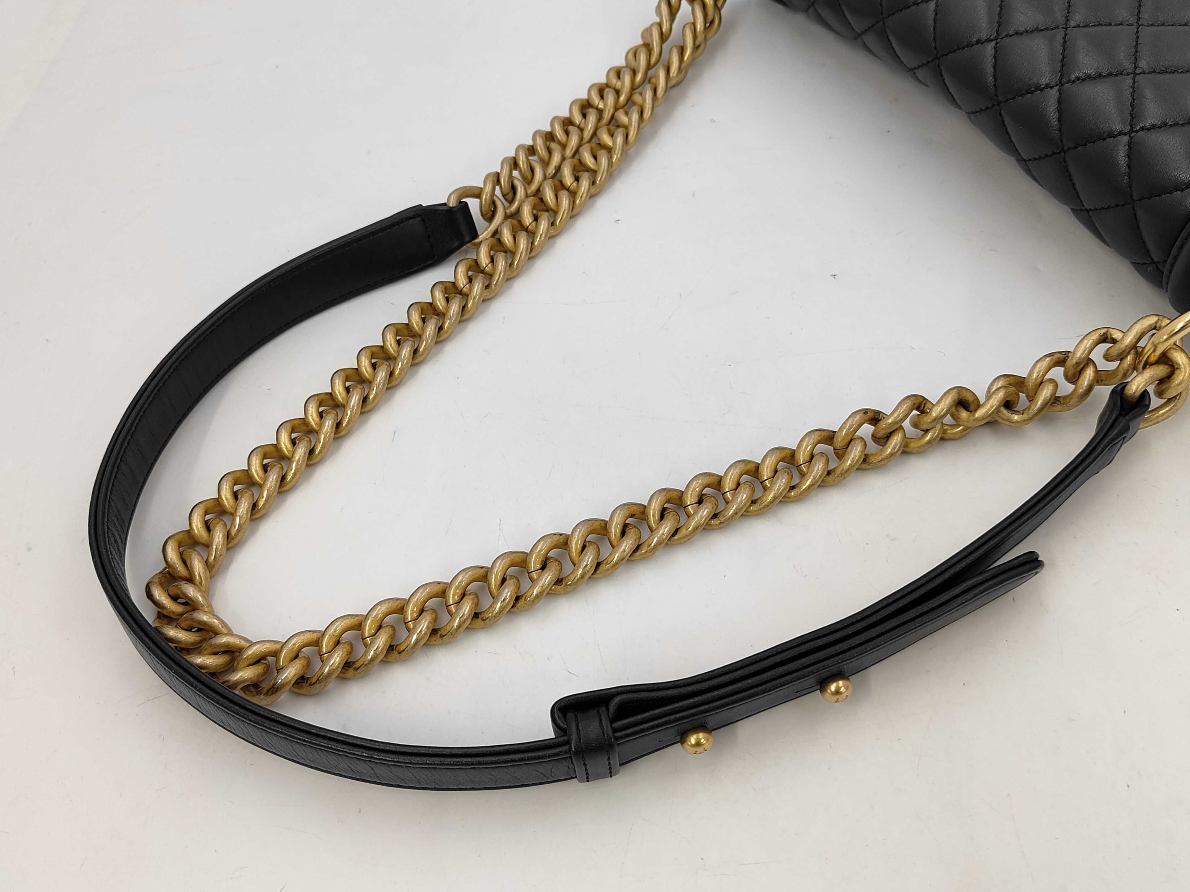 Boy Chanel Chain Shoulder Bag, Navy Lambskin, Gold Hardware. — view 3