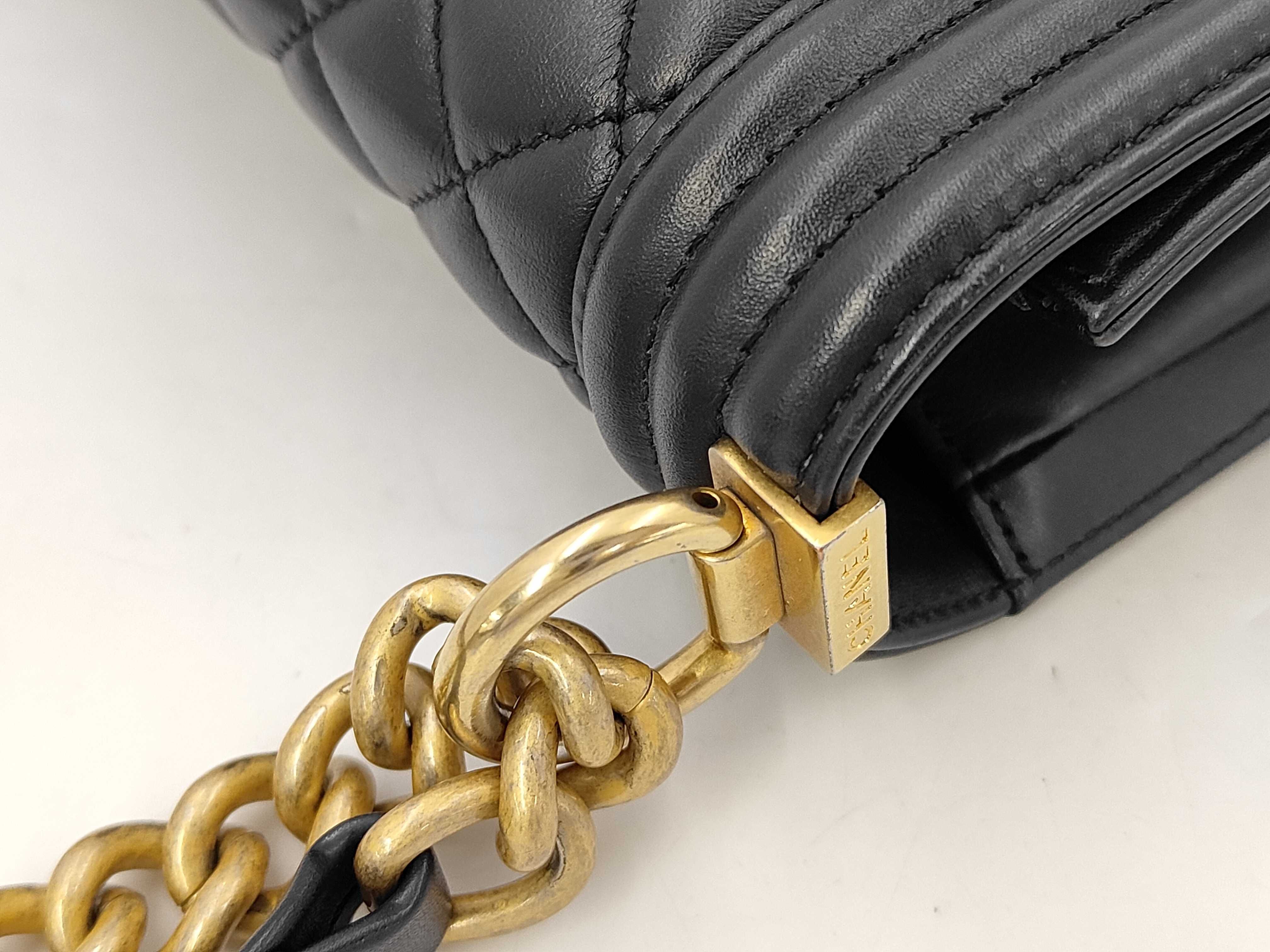 Boy Chanel Chain Shoulder Bag, Navy Lambskin, Gold Hardware. — view 5
