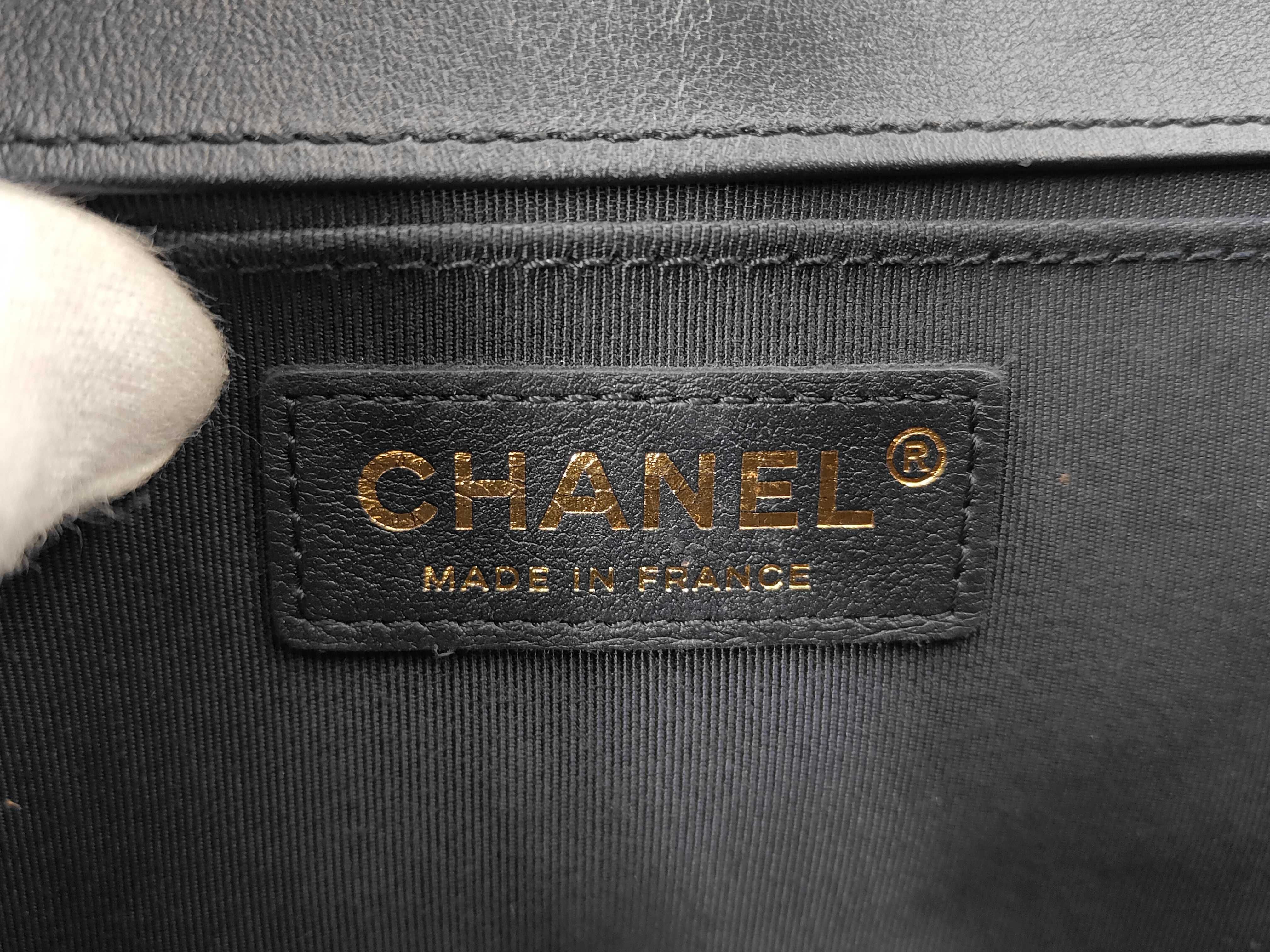 Boy Chanel Chain Shoulder Bag, Navy Lambskin, Gold Hardware. — view 10