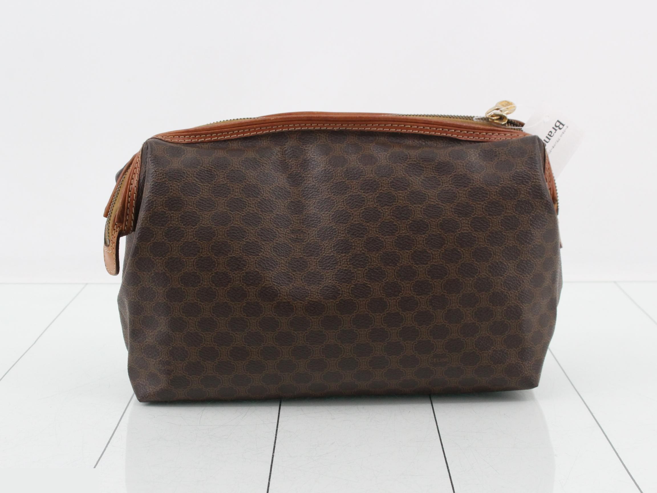 Macadam Clutch Bag, PVC/Leather, Brown — view 2