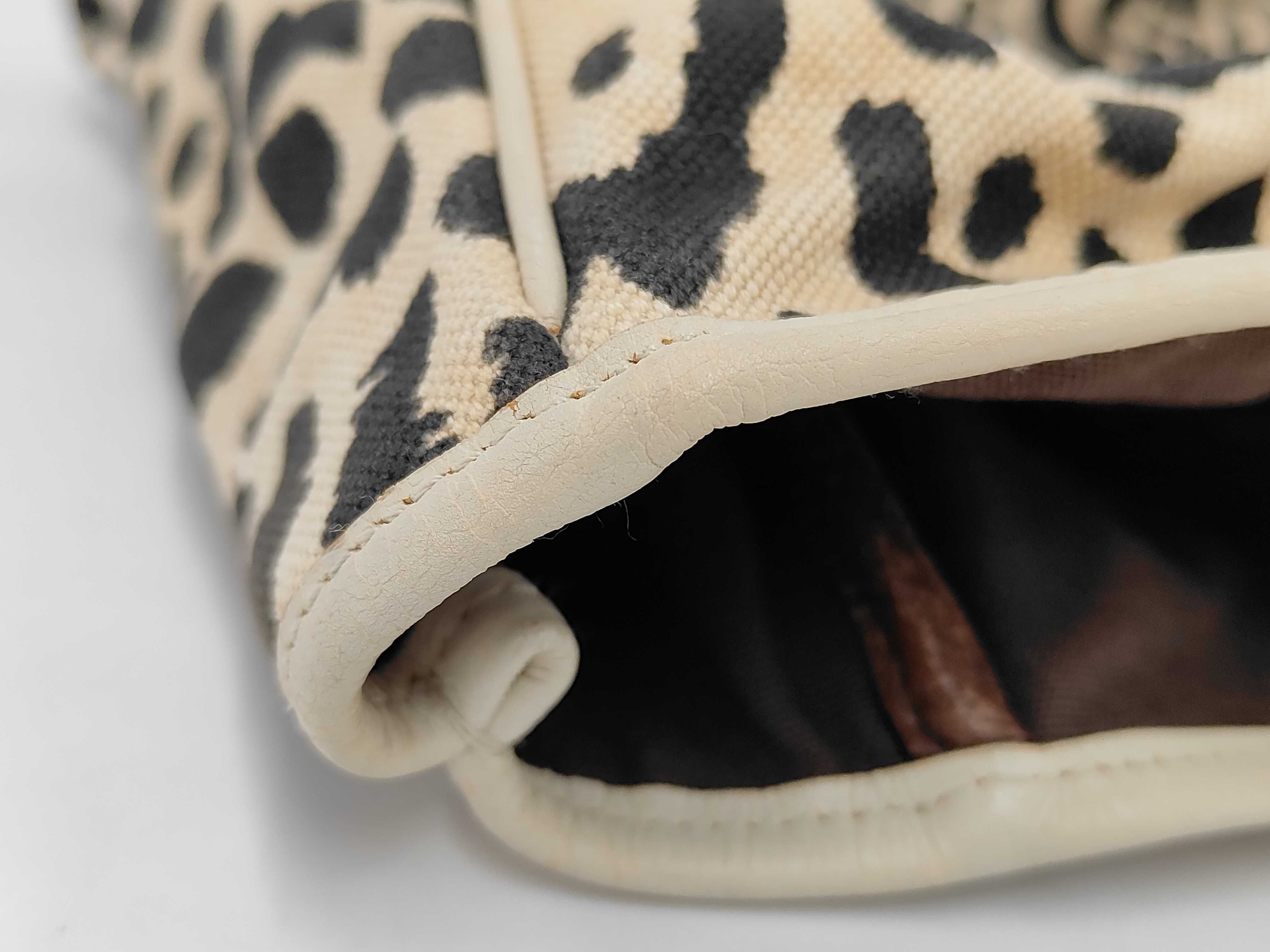 canvas tote bag, white x black leopard print tote bag — view 11