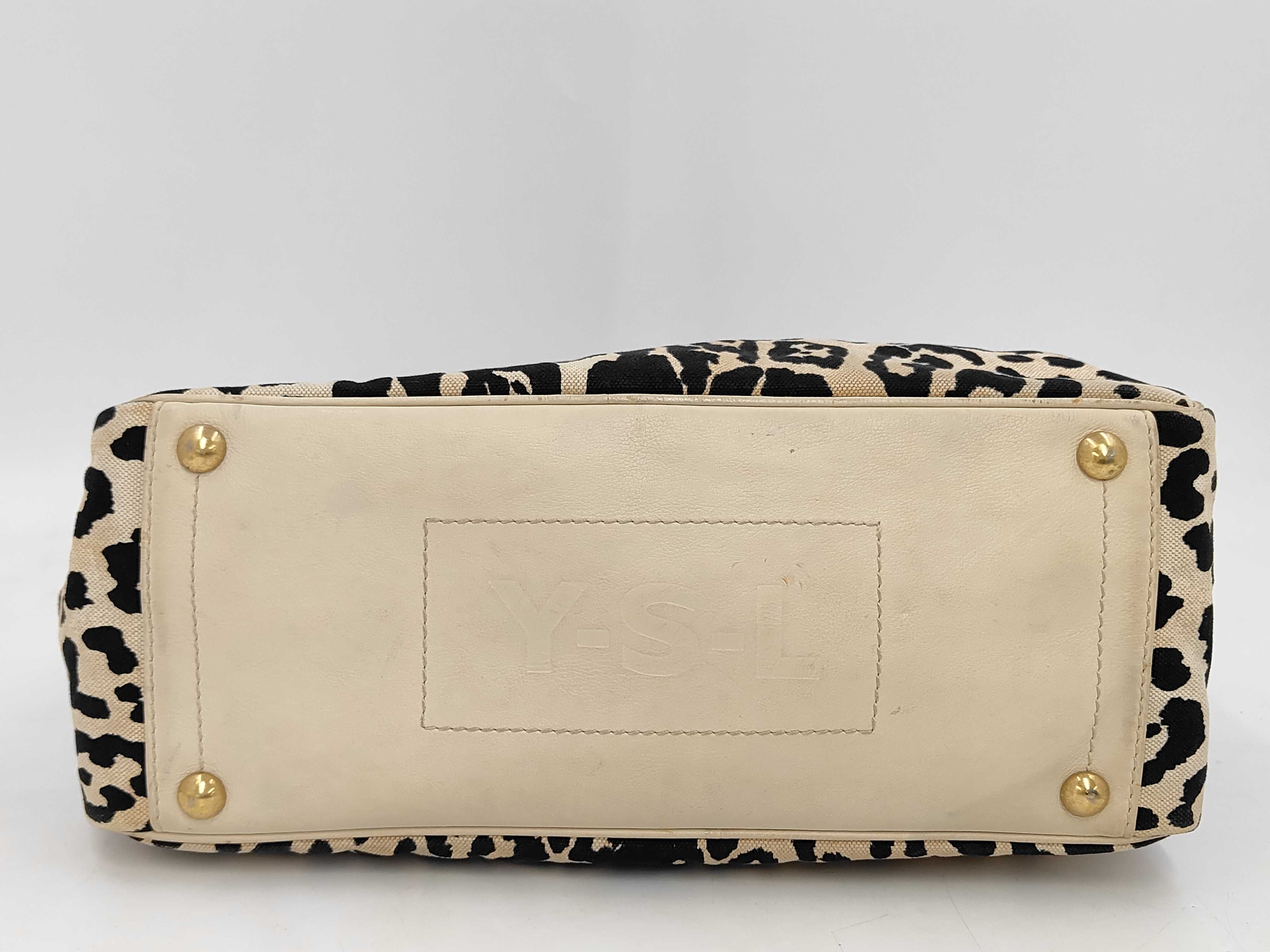 canvas tote bag, white x black leopard print tote bag — view 4