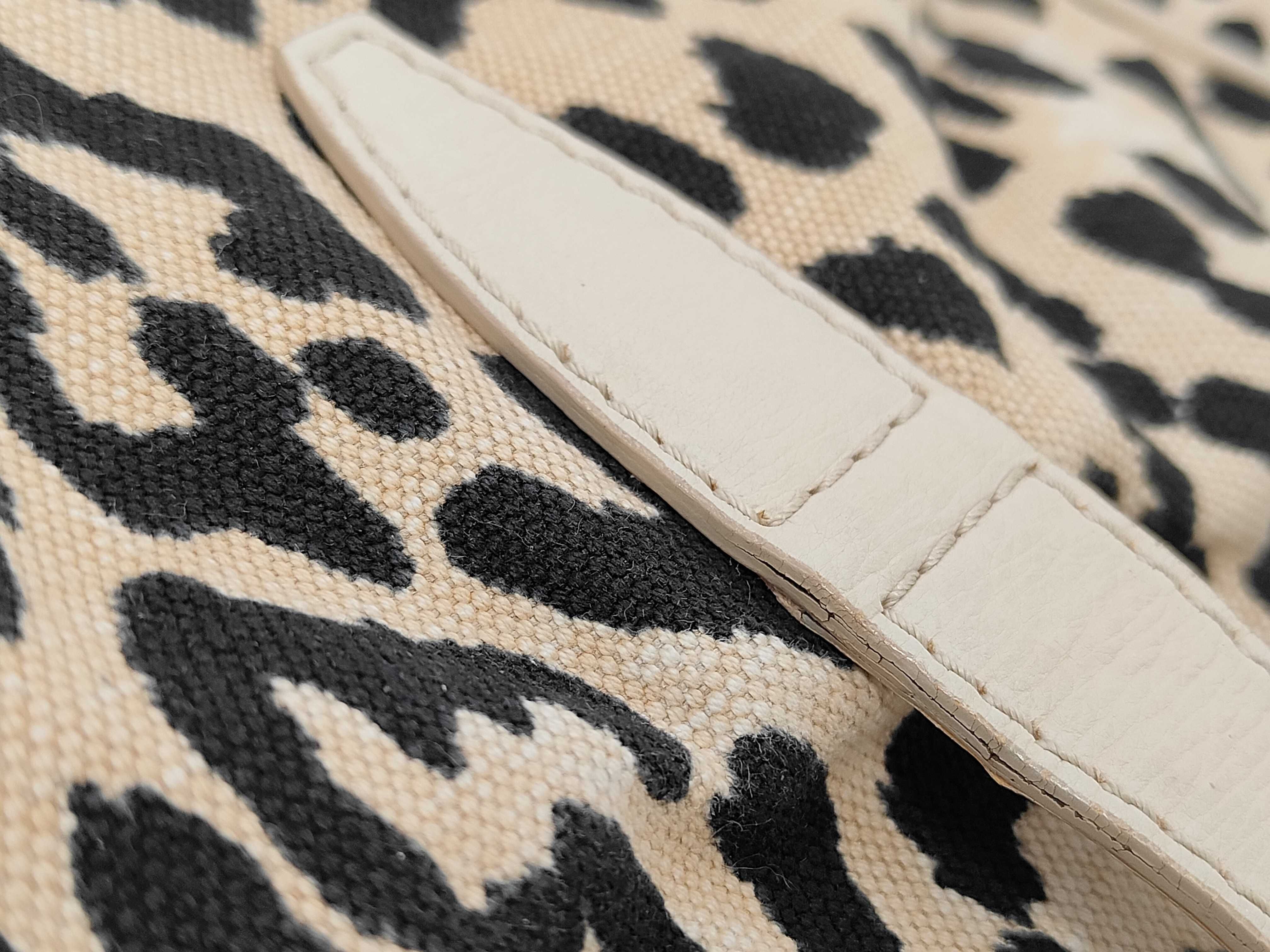 canvas tote bag, white x black leopard print tote bag — view 7