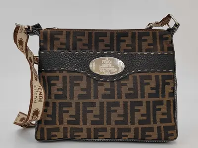 Zucca pattern shoulder bag, Zucca Selleria nylon canvas and leather shoulder bag