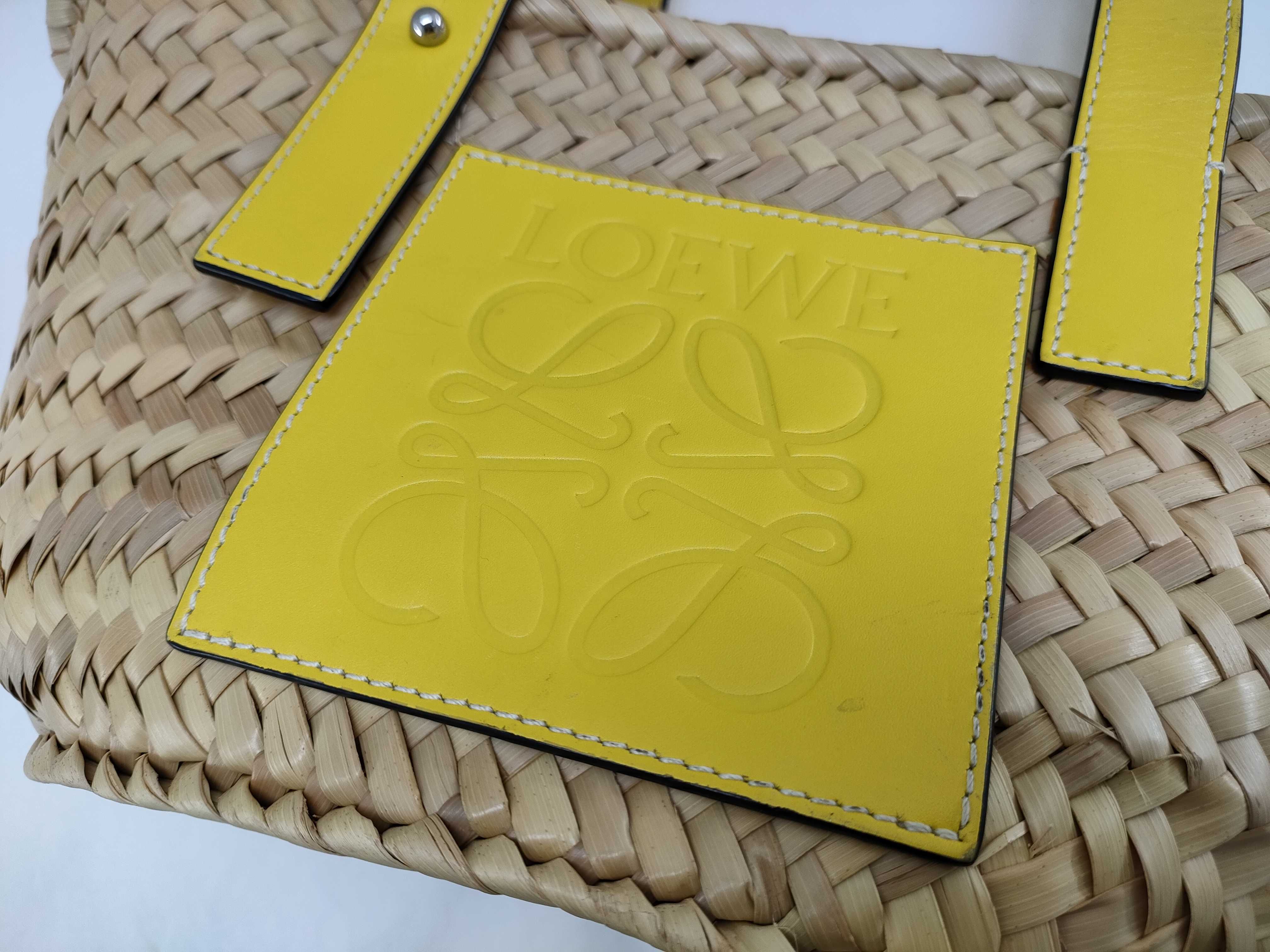 (Loewe) Straw Bag, Yellow, Anagram Handbag — view 11