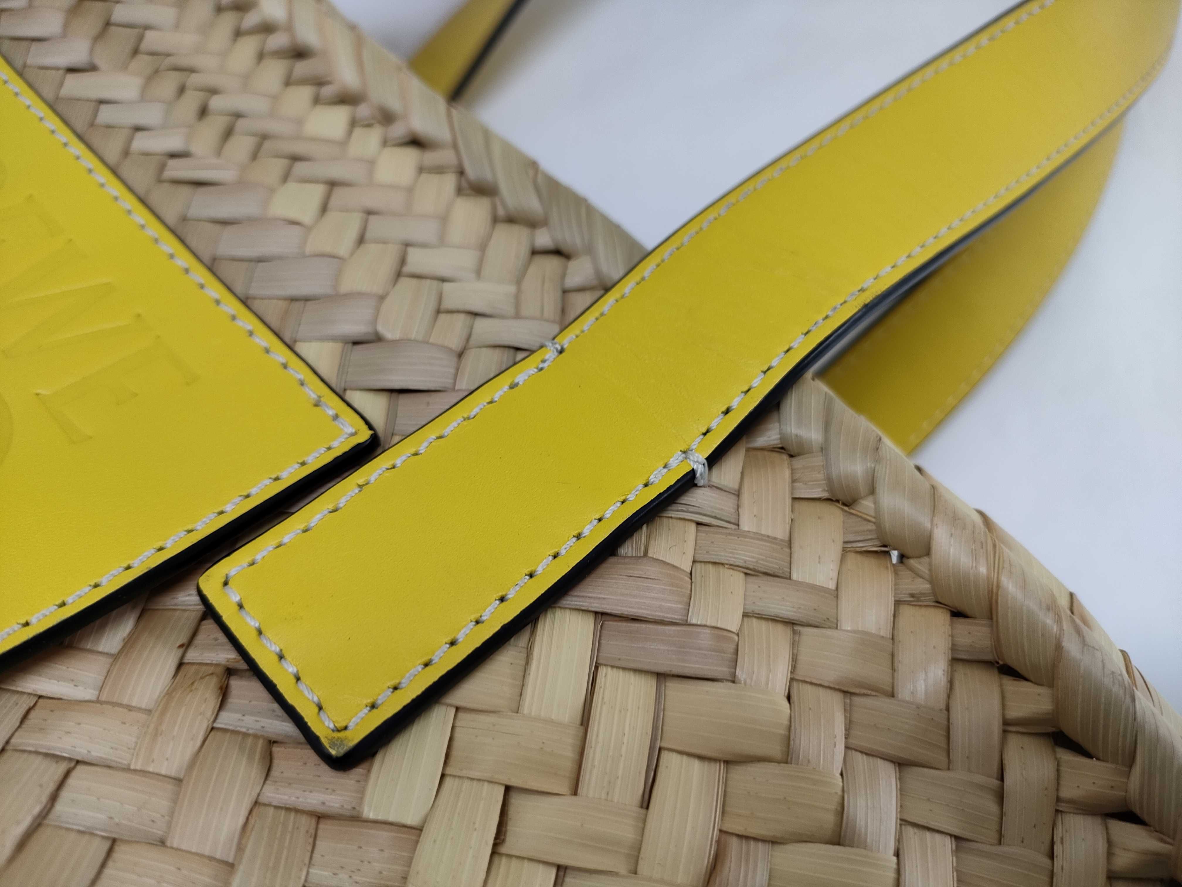 (Loewe) Straw Bag, Yellow, Anagram Handbag — view 5
