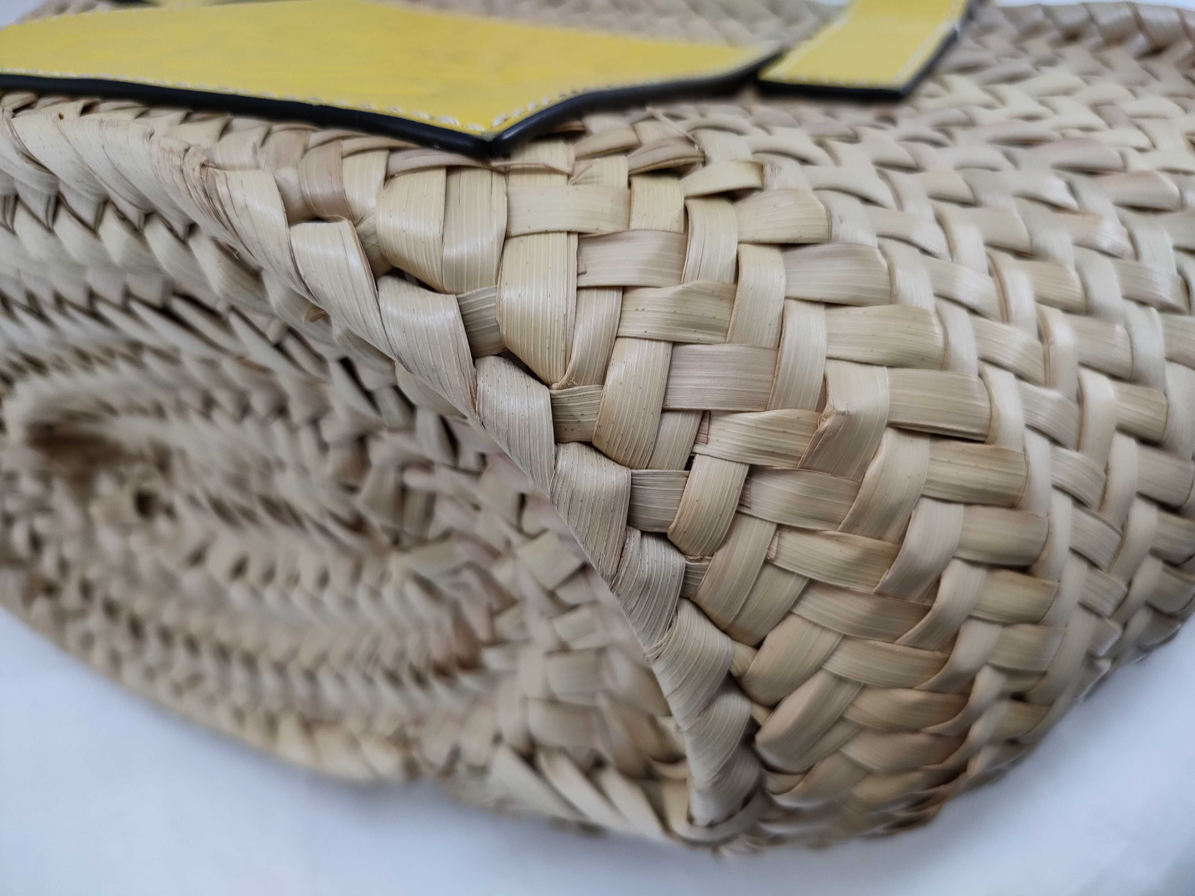 (Loewe) Straw Bag, Yellow, Anagram Handbag — view 6