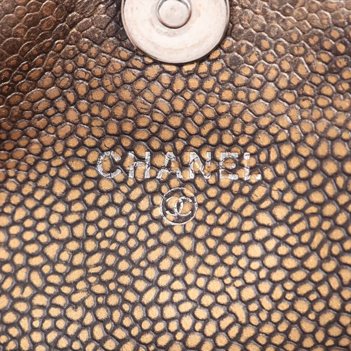 Coco Mark Caviar Skin Chain Wallet, Brown, Silver Hardware, 16867677, Serial Number 16 — view 10