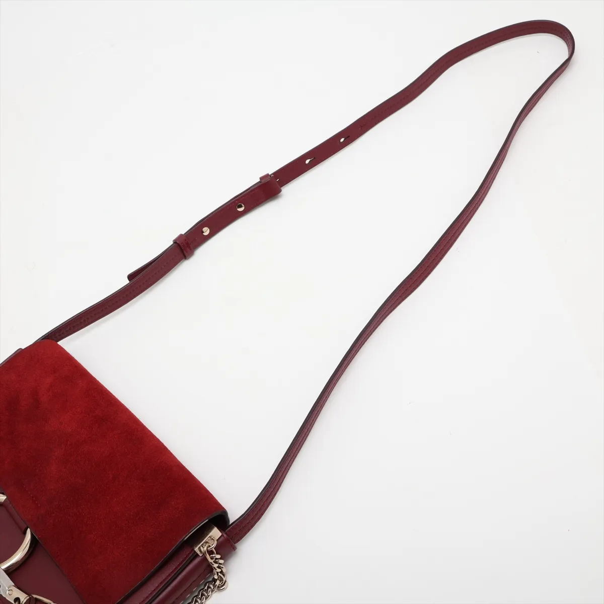 Faye Suede x Leather Shoulder Bag, Red — view 5