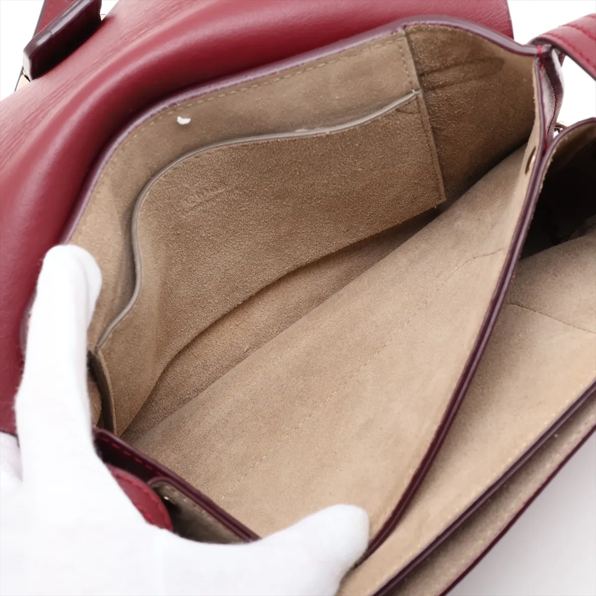 Faye Suede x Leather Shoulder Bag, Red — view 6