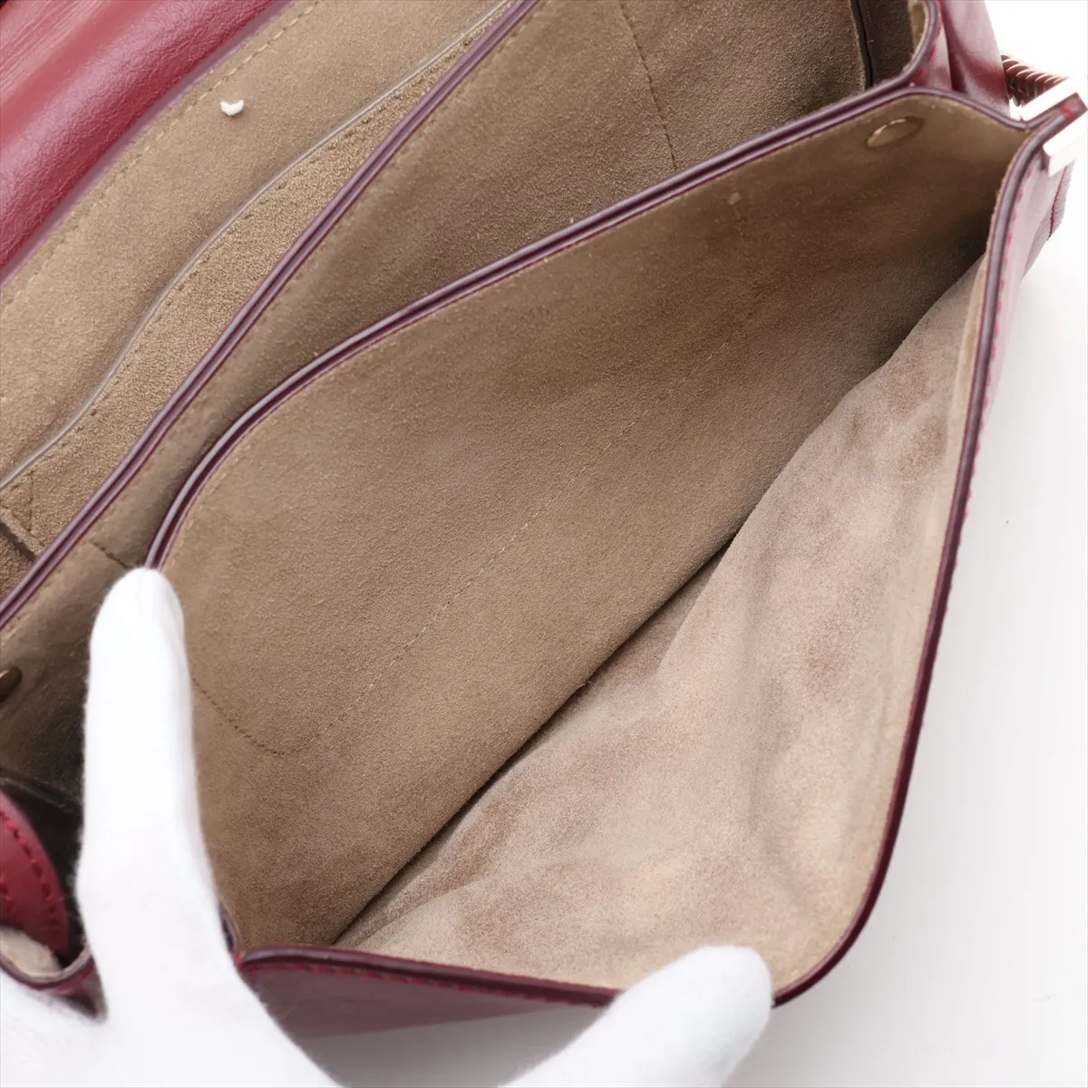 Faye Suede x Leather Shoulder Bag, Red — view 8