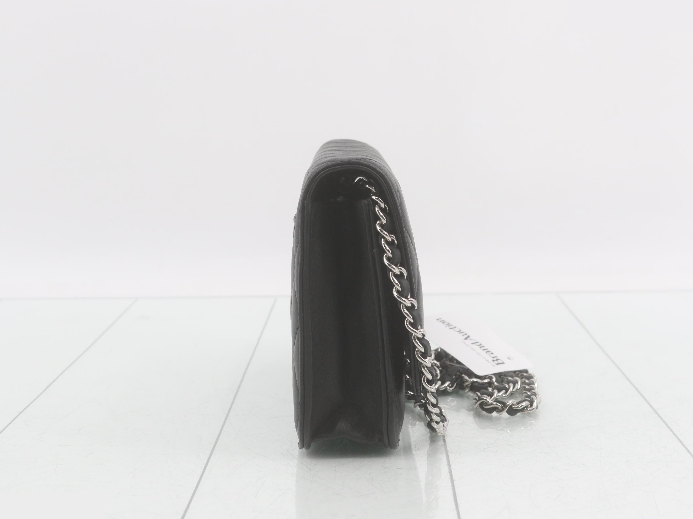 Matelassé Lambskin Chain Wallet Shoulder Bag, Black — view 4