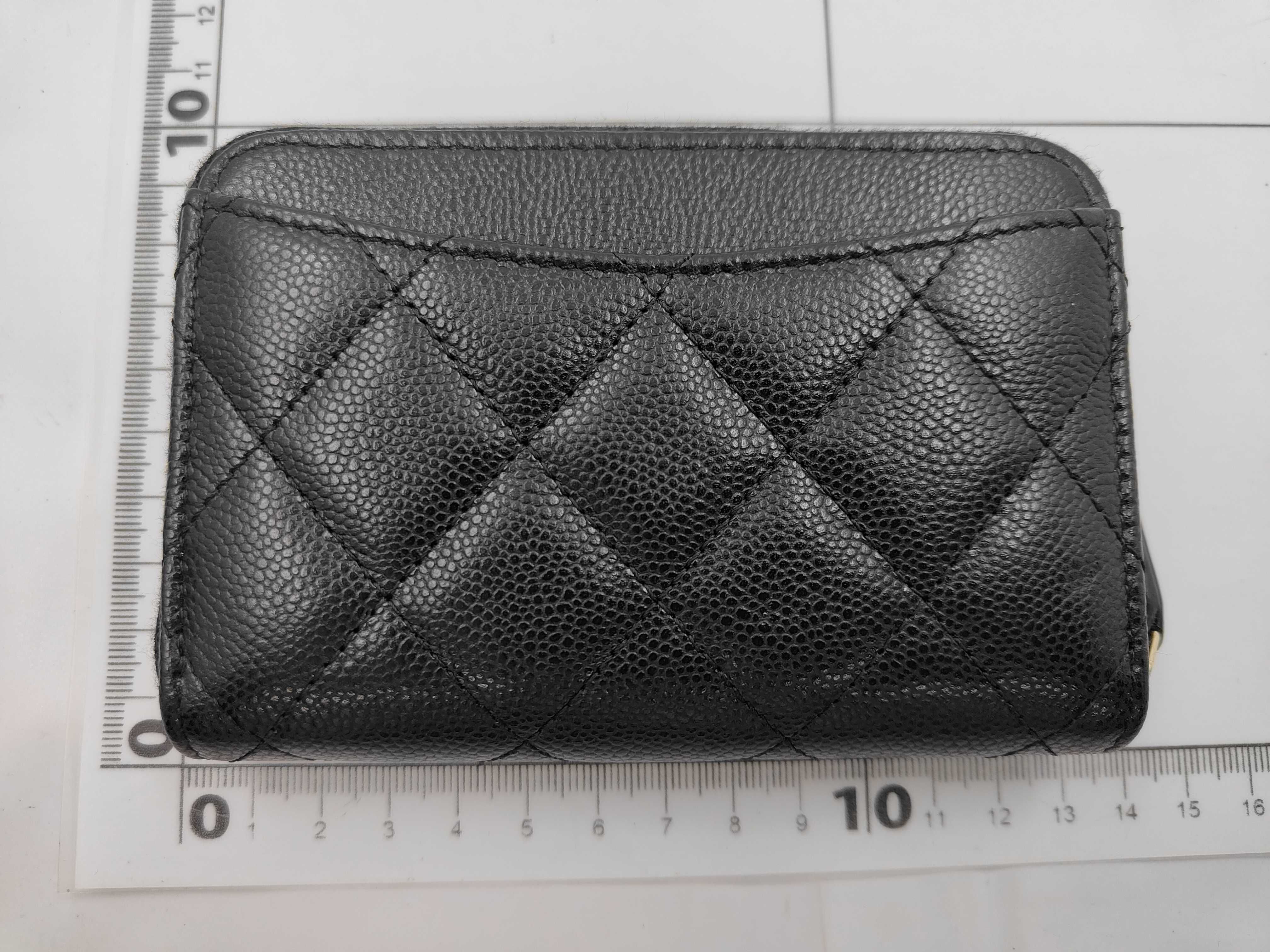 Black Caviar Leather Matelassé Coco Mark Coin Case — view 2
