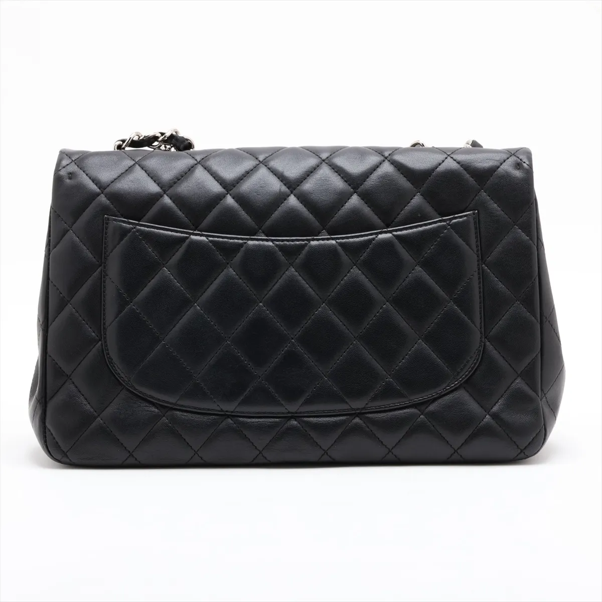 Large Matelassé 30 Lambskin Single Flap Double Chain Bag, Black with Silver Hardware, 12328759, Serial Number 12-series, A28600 — view 2