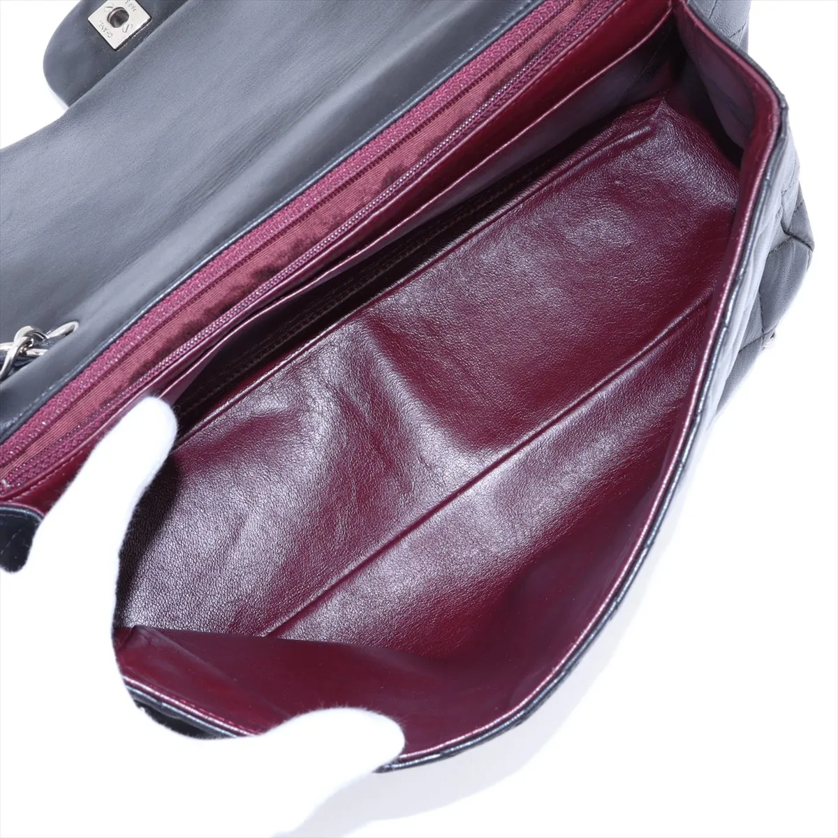 Large Matelassé 30 Lambskin Single Flap Double Chain Bag, Black with Silver Hardware, 12328759, Serial Number 12-series, A28600 — view 7