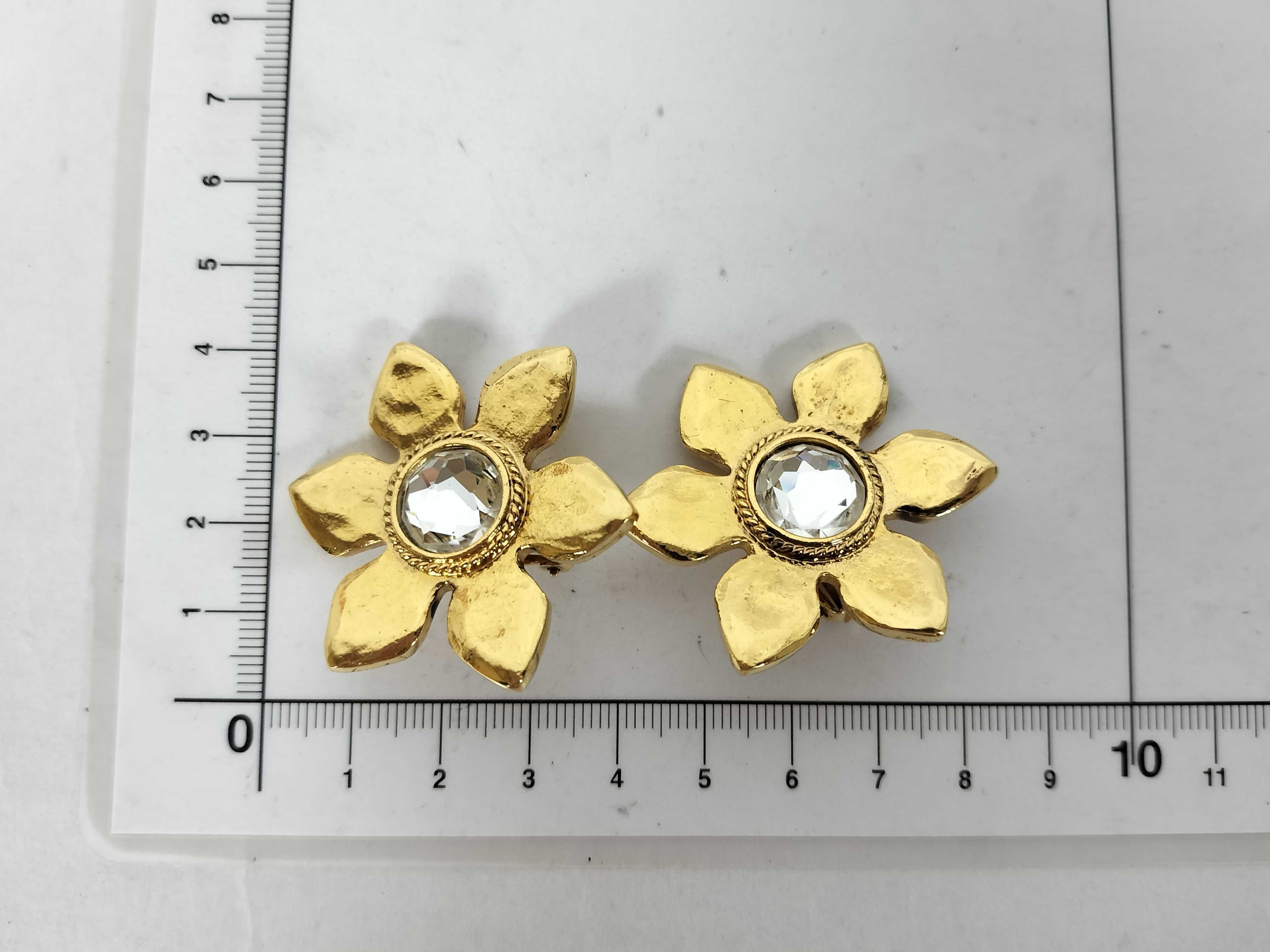 Flower Motif/Clear Stone Earrings — view 5