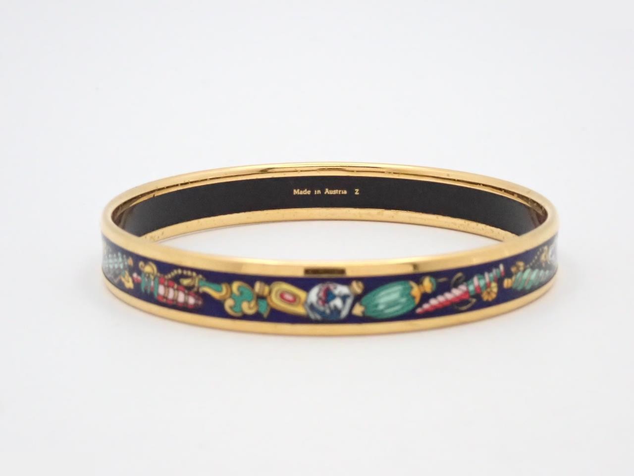 Enamel PM Bangle, Gold Plated, Wrist circumference approximately 20cm — view 2