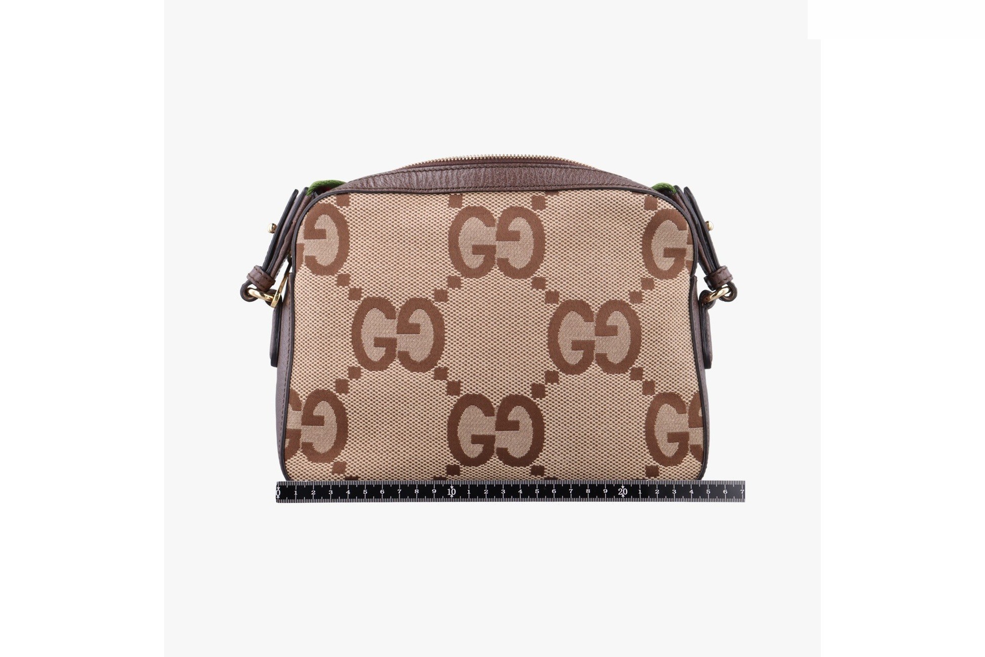 Jumbo GG Messenger Bag, Canvas x Leather, Brown — view 2