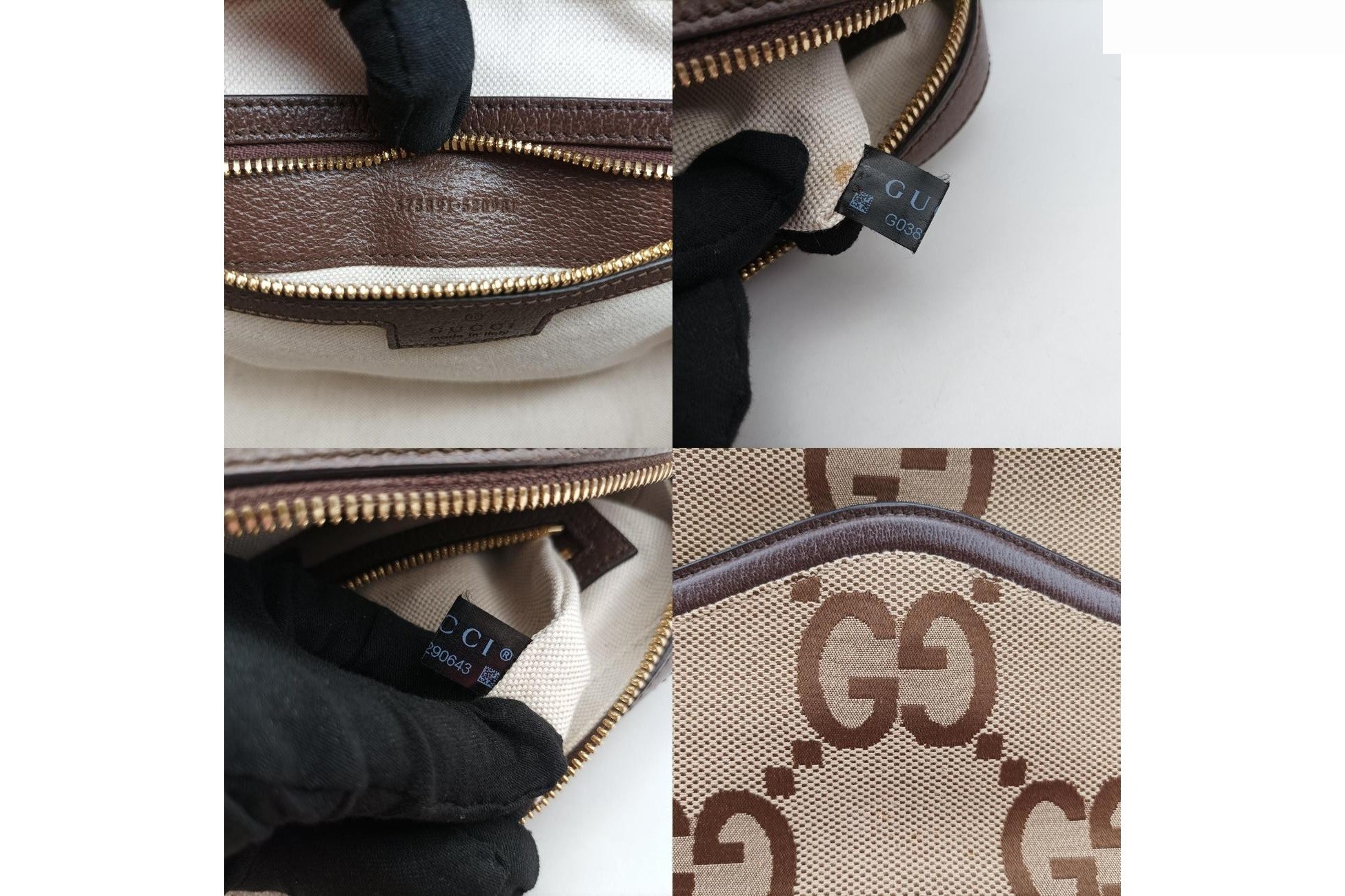 Jumbo GG Messenger Bag, Canvas x Leather, Brown — view 8