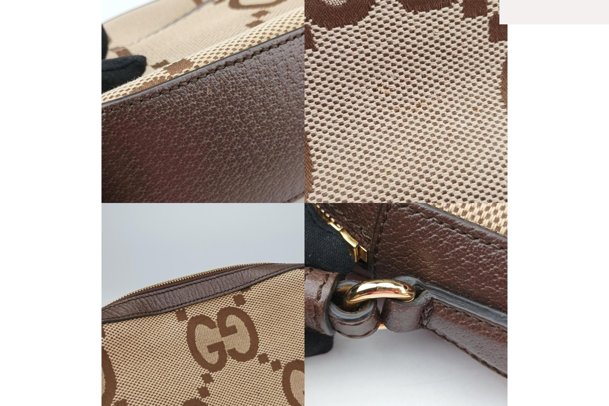 Jumbo GG Messenger Bag, Canvas x Leather, Brown — view 10