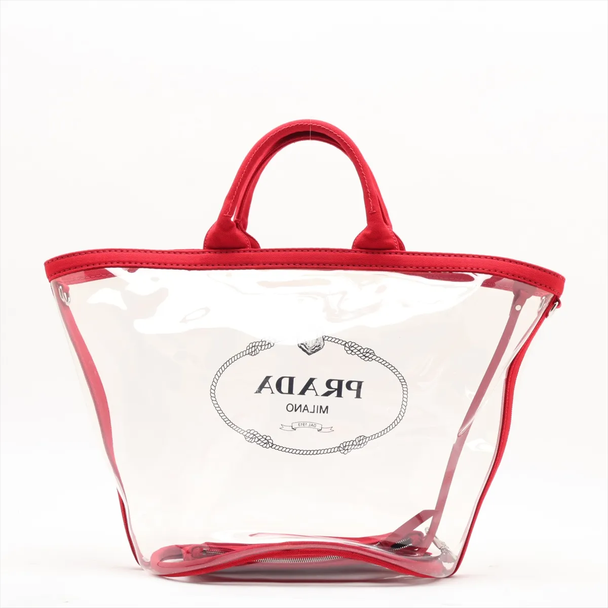 Canapa 1BG165 Vinyl x Canvas 2-Way Tote Bag Clear x Red — view 2