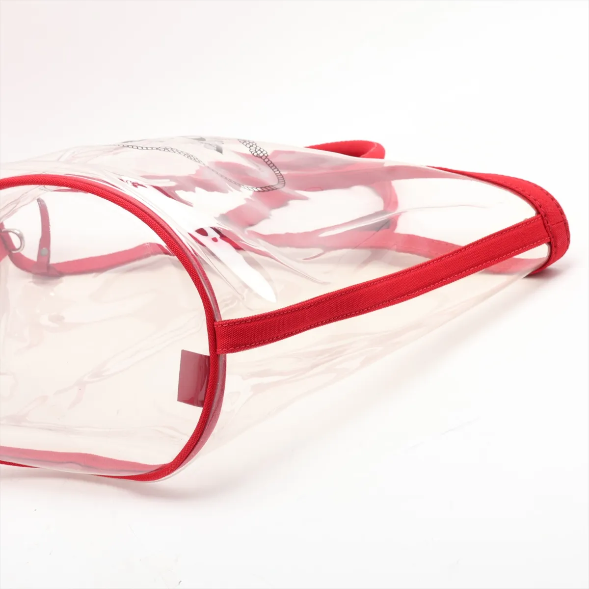 Canapa 1BG165 Vinyl x Canvas 2-Way Tote Bag Clear x Red — view 3