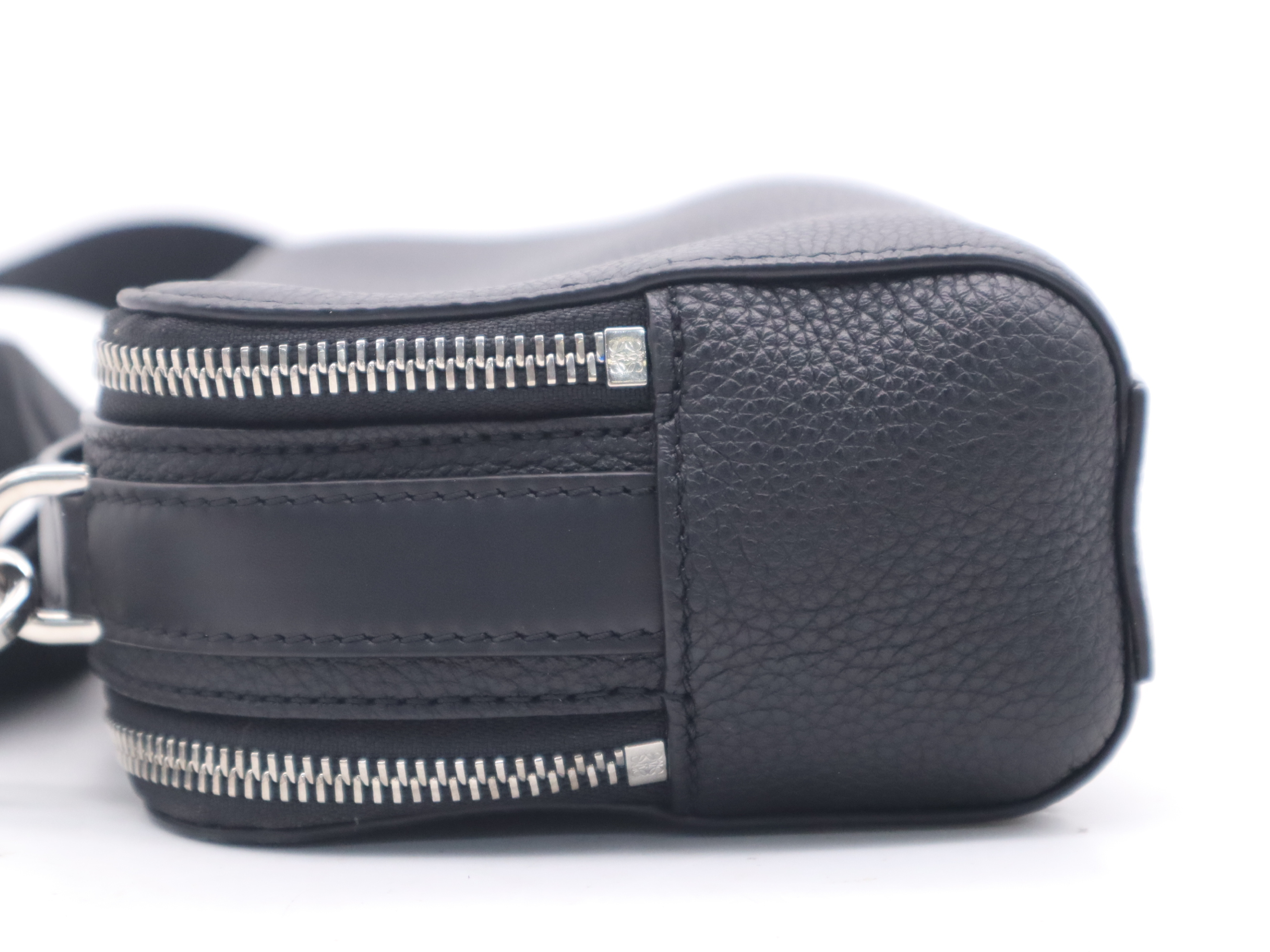 Soft Grain Calf Camera Bag, 2-Way, with Shoulder Strap, Black Handbag — view 3