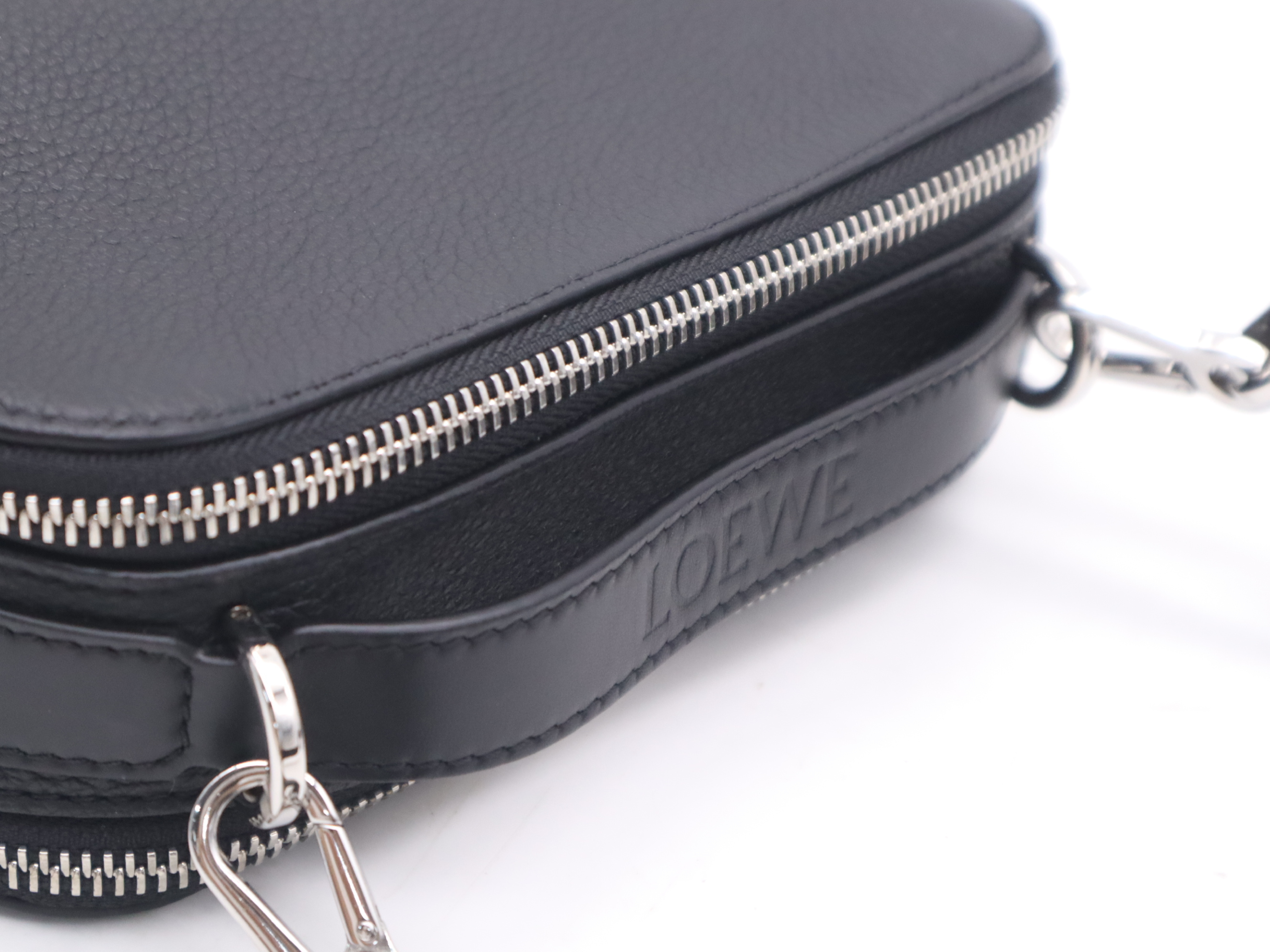 Soft Grain Calf Camera Bag, 2-Way, with Shoulder Strap, Black Handbag — view 6
