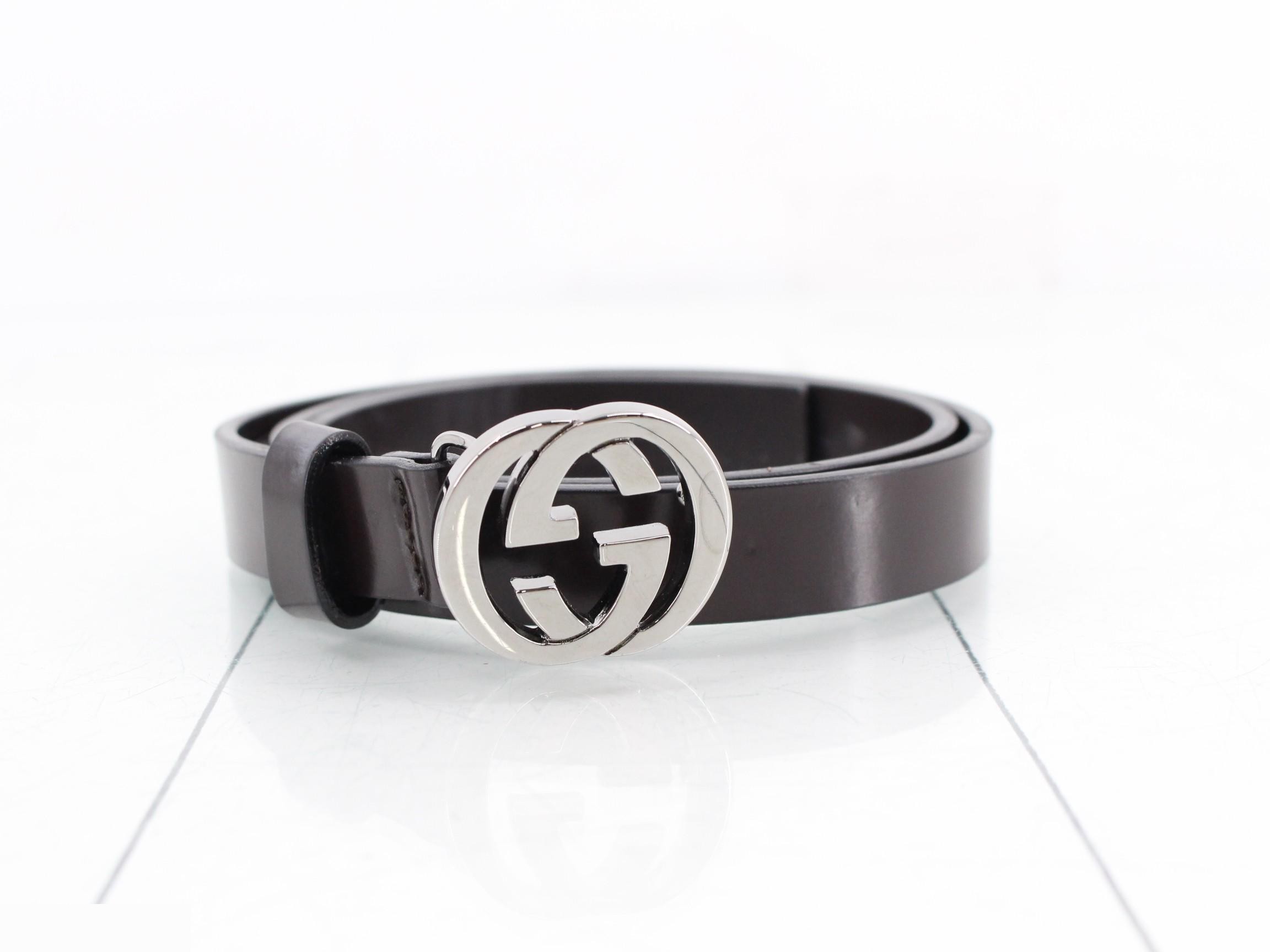 Interlocking G buckle belt, dark brown