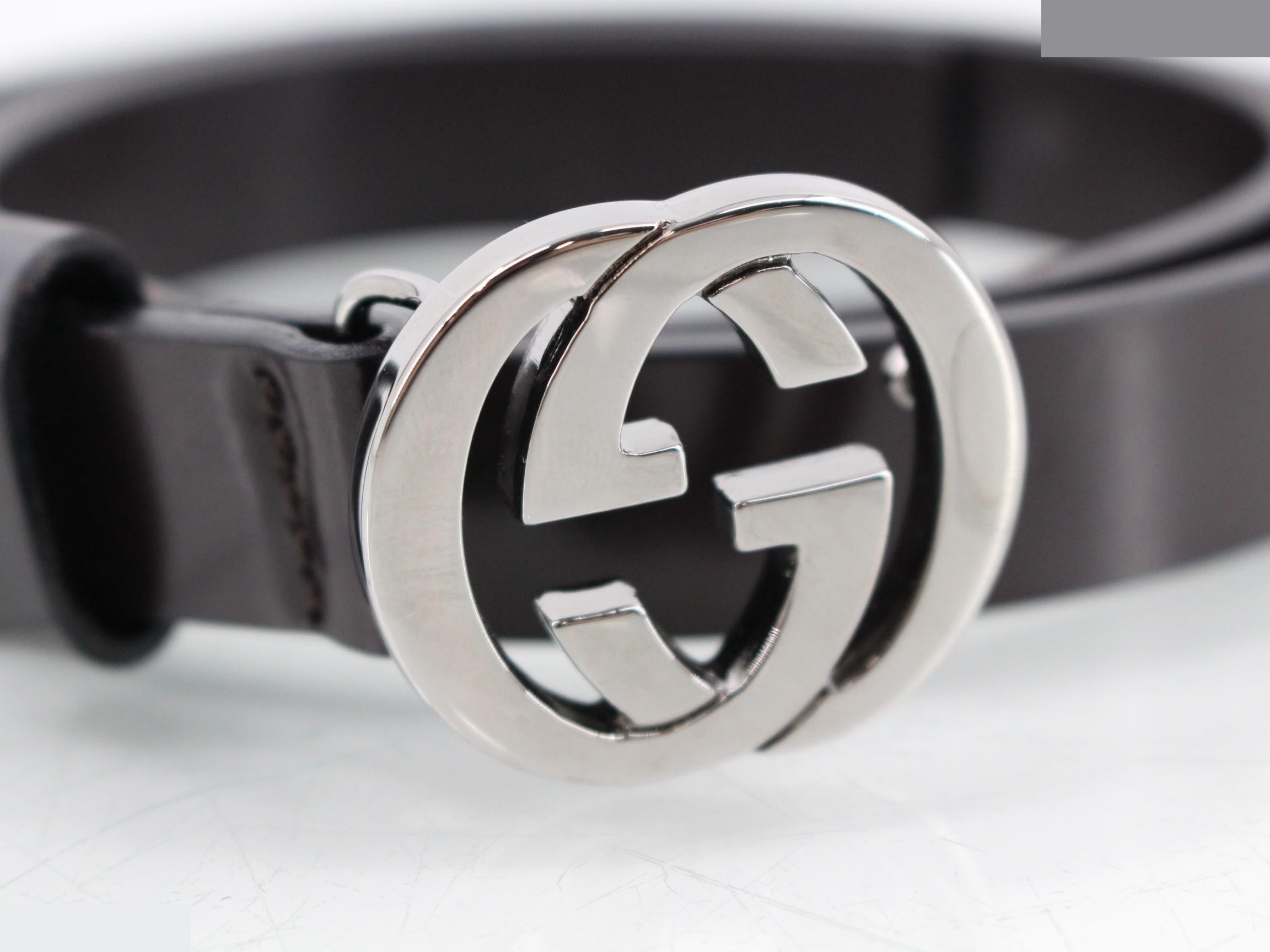 Interlocking G buckle belt, dark brown — view 3