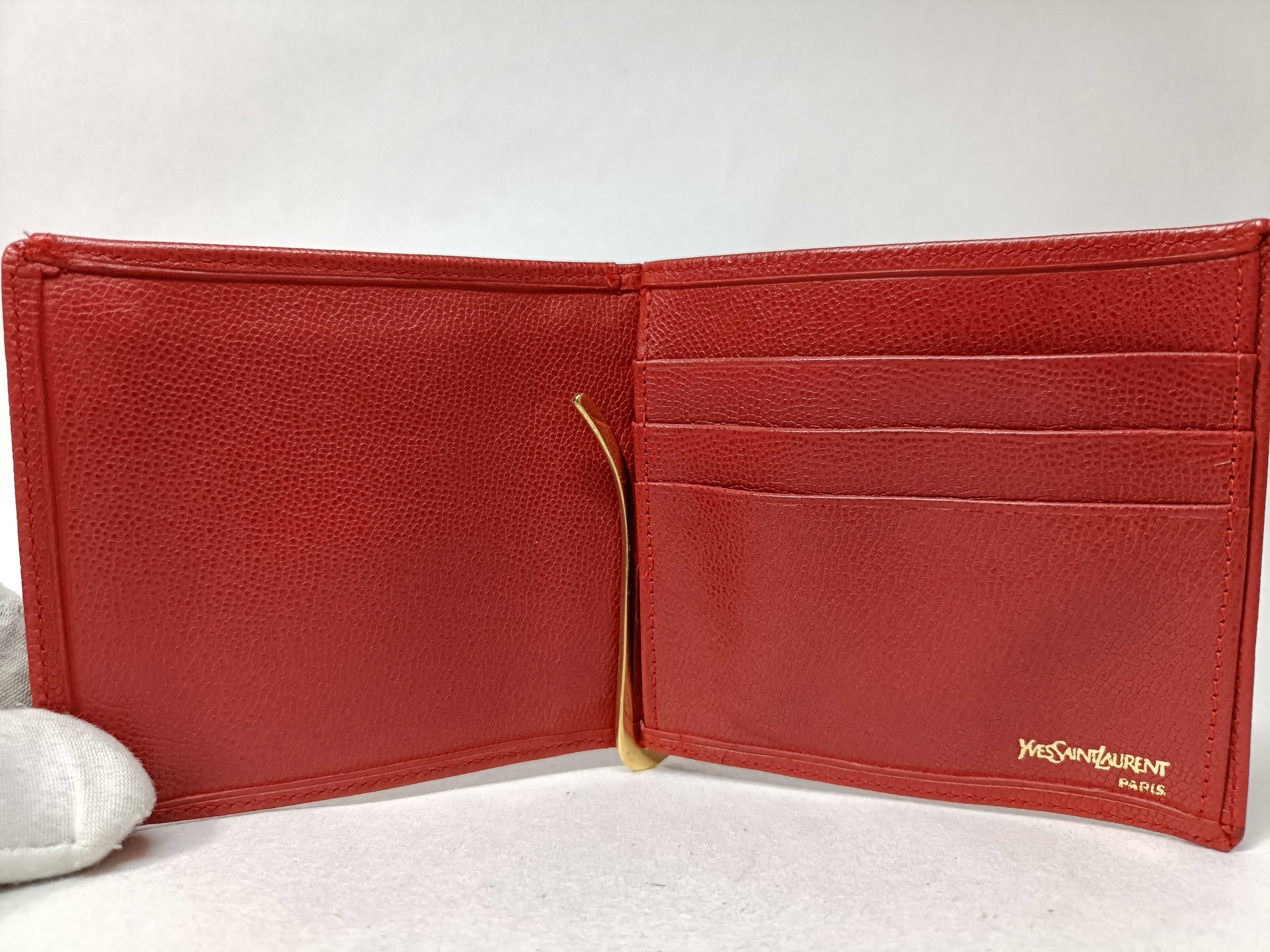 folding wallet with money clip, leather, red, billfold. — view 11