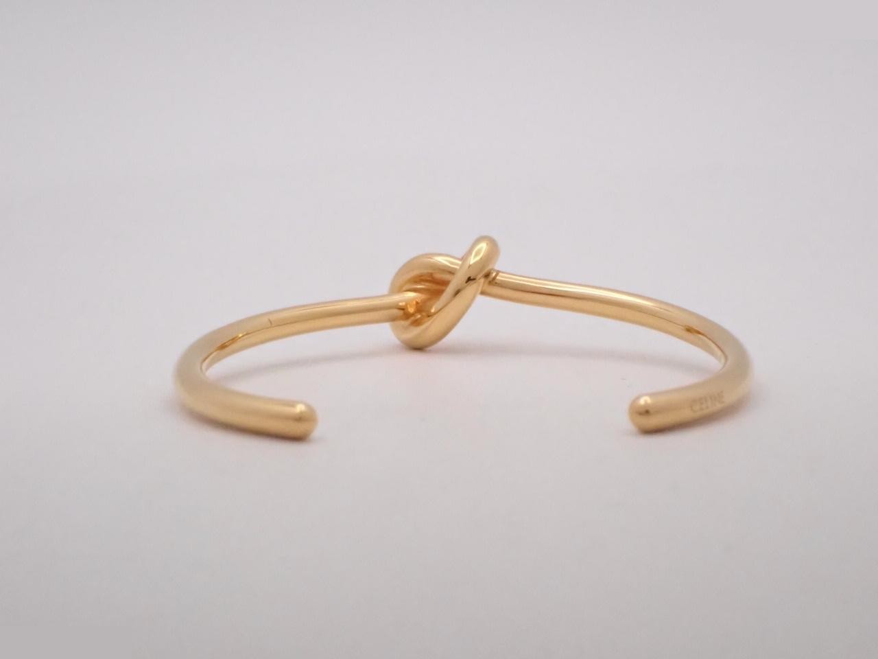 Knot Extra Thin Bangle Bracelet, Gold Plated, Wrist Circumference Approx. 14cm — view 2