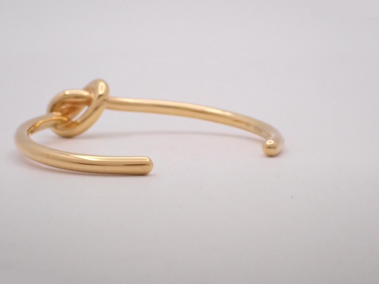 Knot Extra Thin Bangle Bracelet, Gold Plated, Wrist Circumference Approx. 14cm — view 3