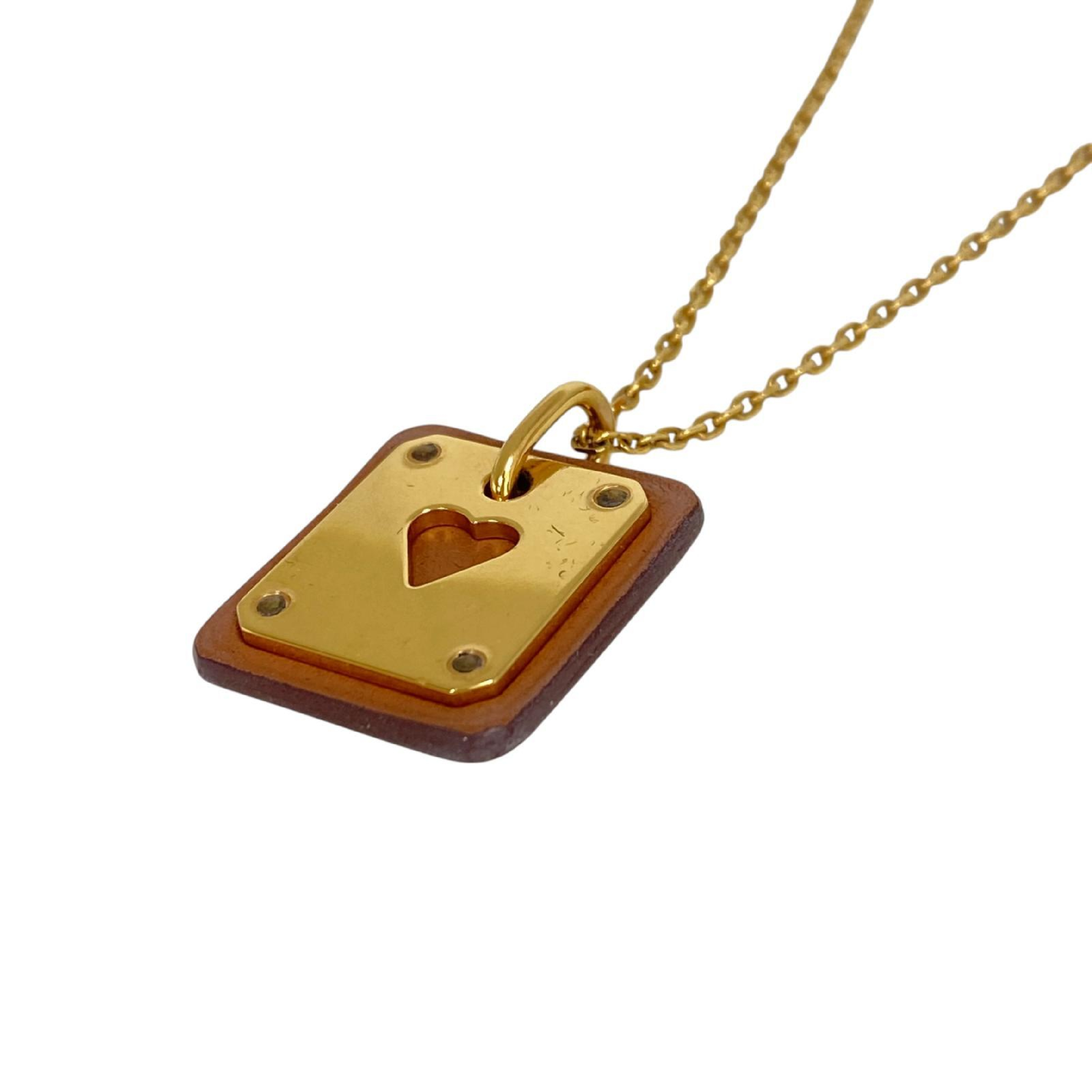 【*Shipped from: Hong Kong*】HERMES ( ) Gold-colored Metal/Calfskin Adoucoeur Necklace Stamp Z Necklace — view 5