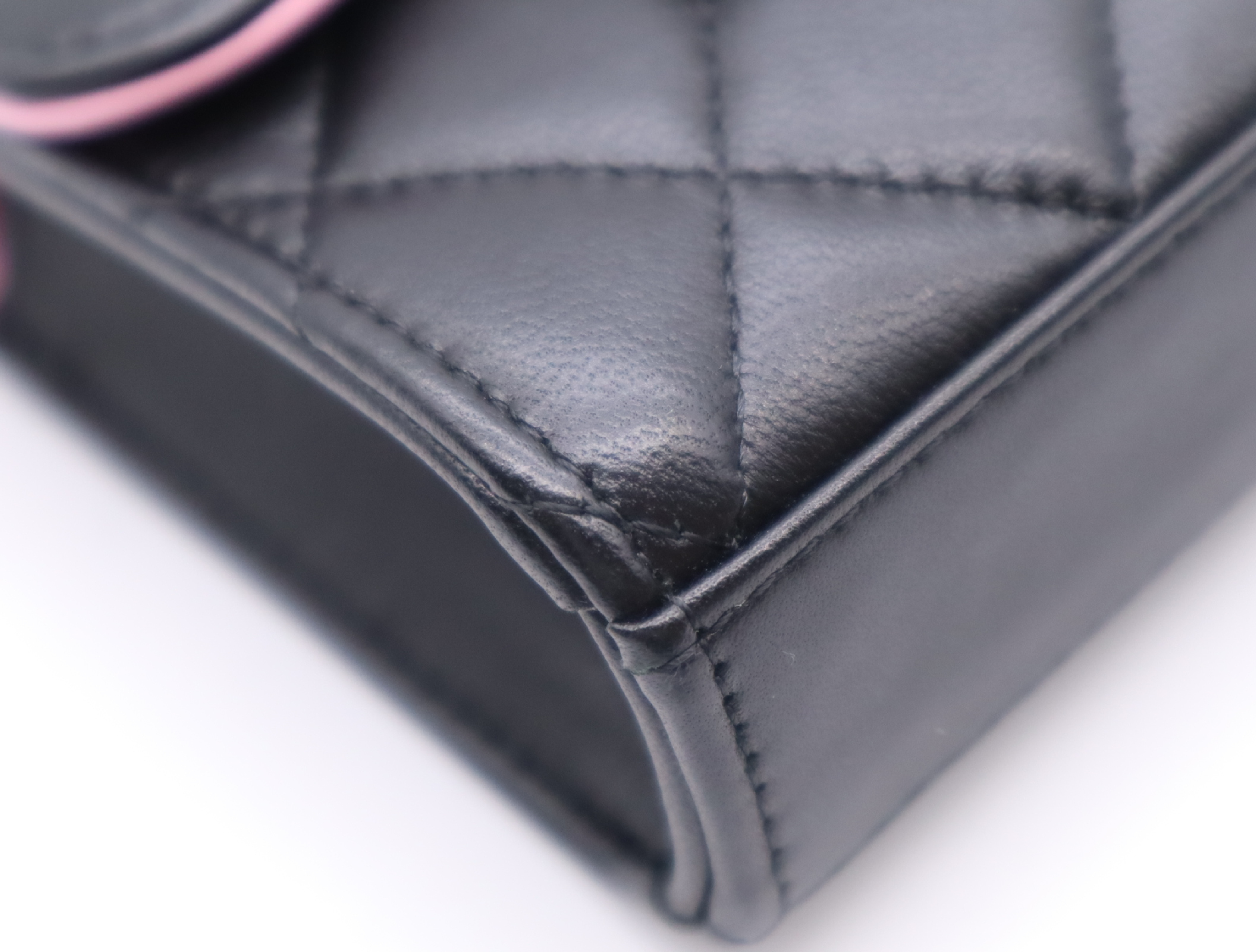 AP2682 Lambskin Mini Matelassé Chain Shoulder Bag, Black/Pink with Gold Hardware, Dust Bag, Box, and Original Seal, U24N678A Shoulder Bag — view 6