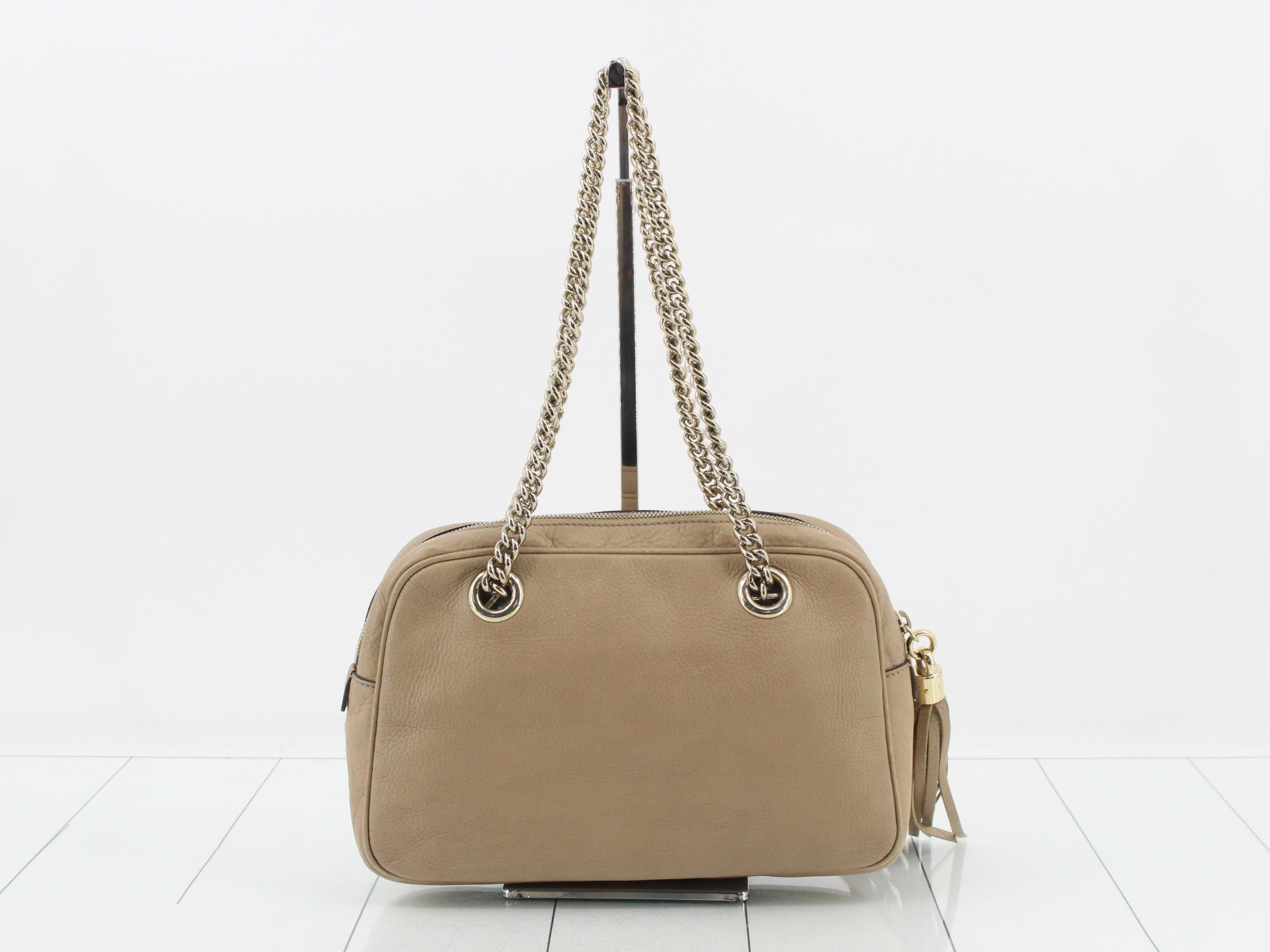 Soho Chain Shoulder Bag, Beige — view 2