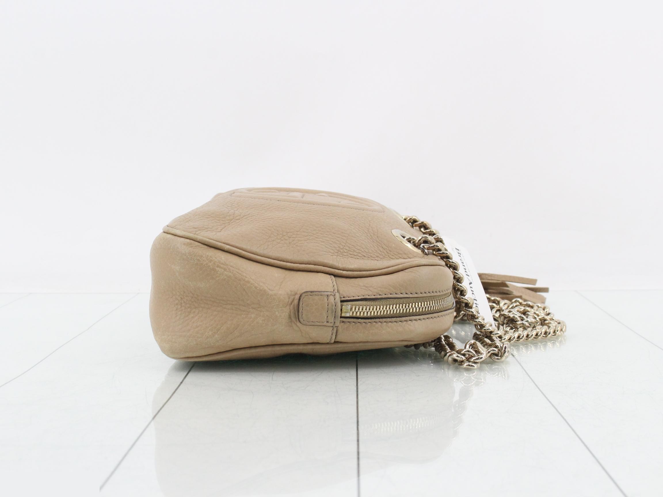 Soho Chain Shoulder Bag, Beige — view 3