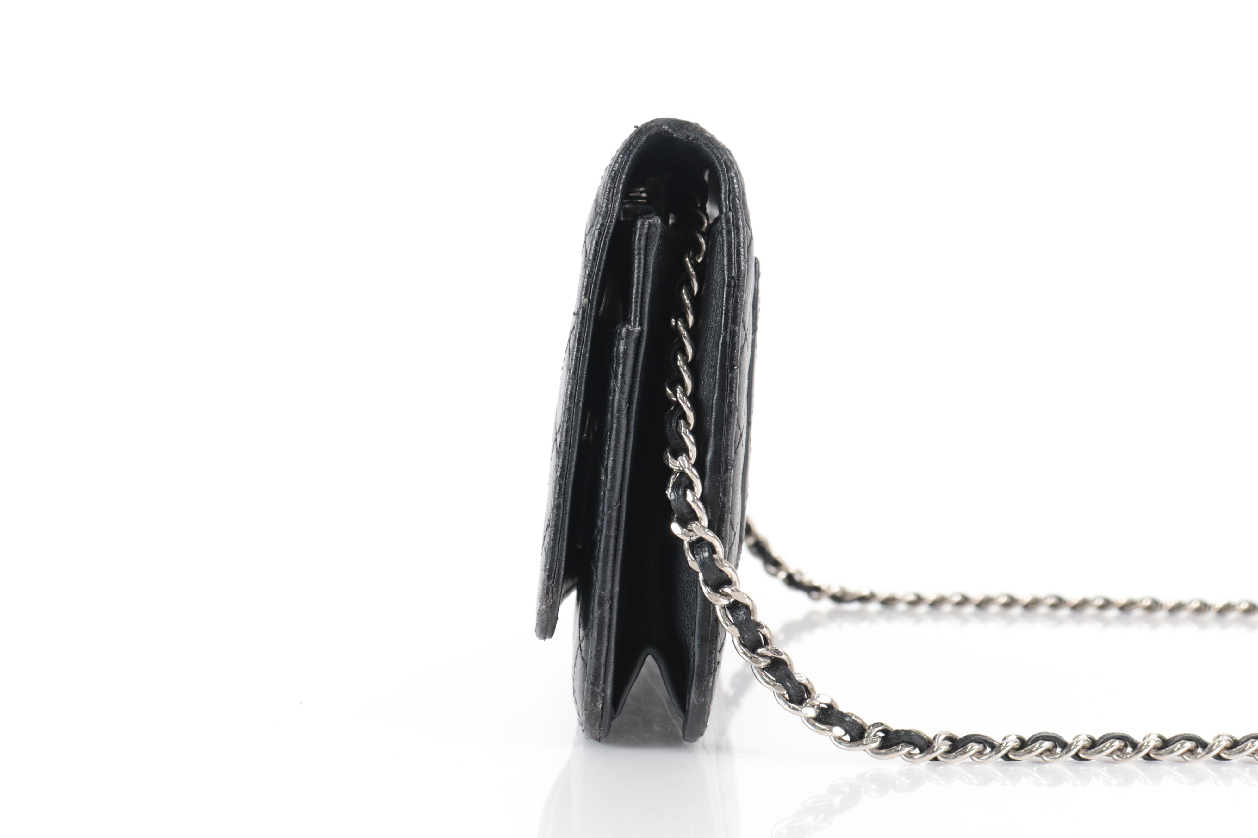 Micro Matelassé Lambskin Chain Wallet, Silver Hardware, Serial Number 12-series Shoulder Bag — view 4