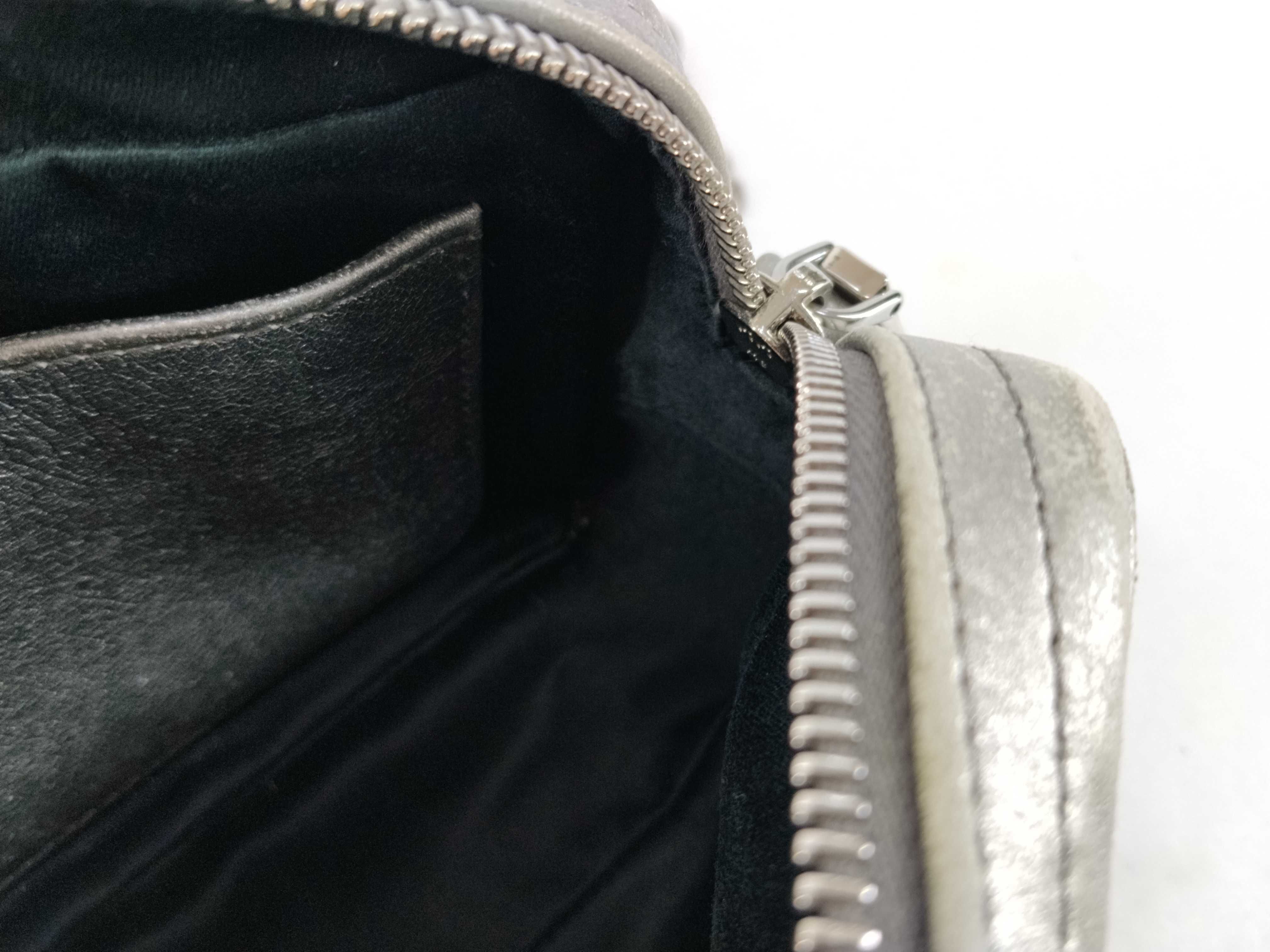 Matelassé Leather Chain Shoulder Bag, Gray — view 9