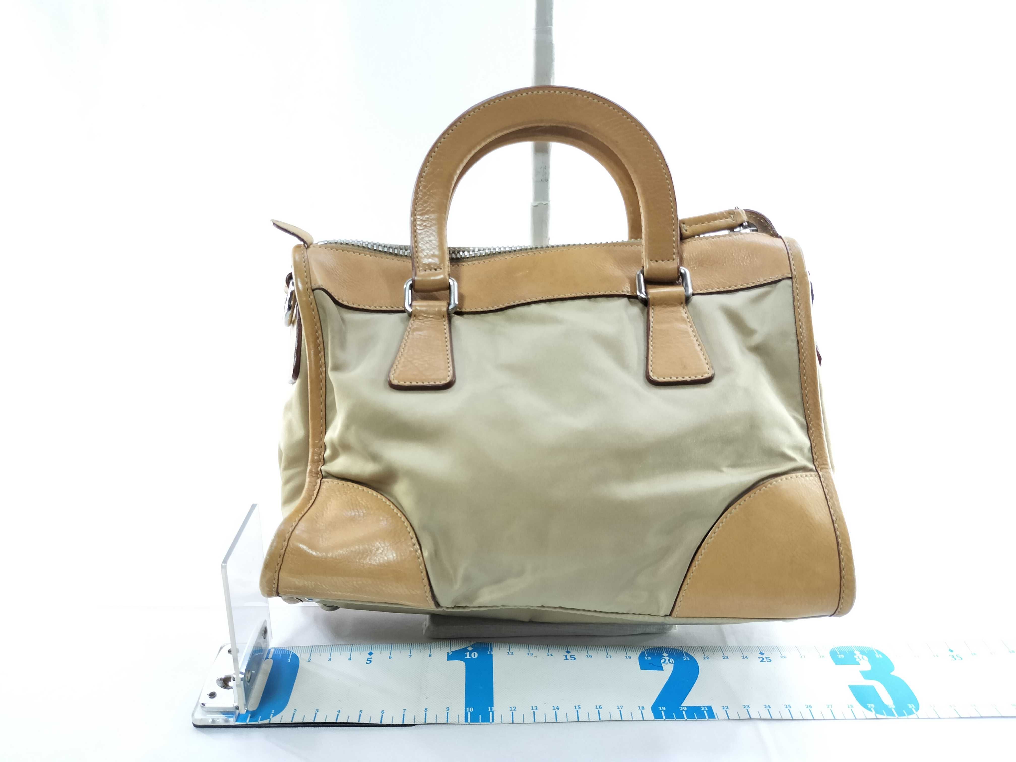 Nylon x Leather 2-way Handbag Brown Beige Handbag — view 2