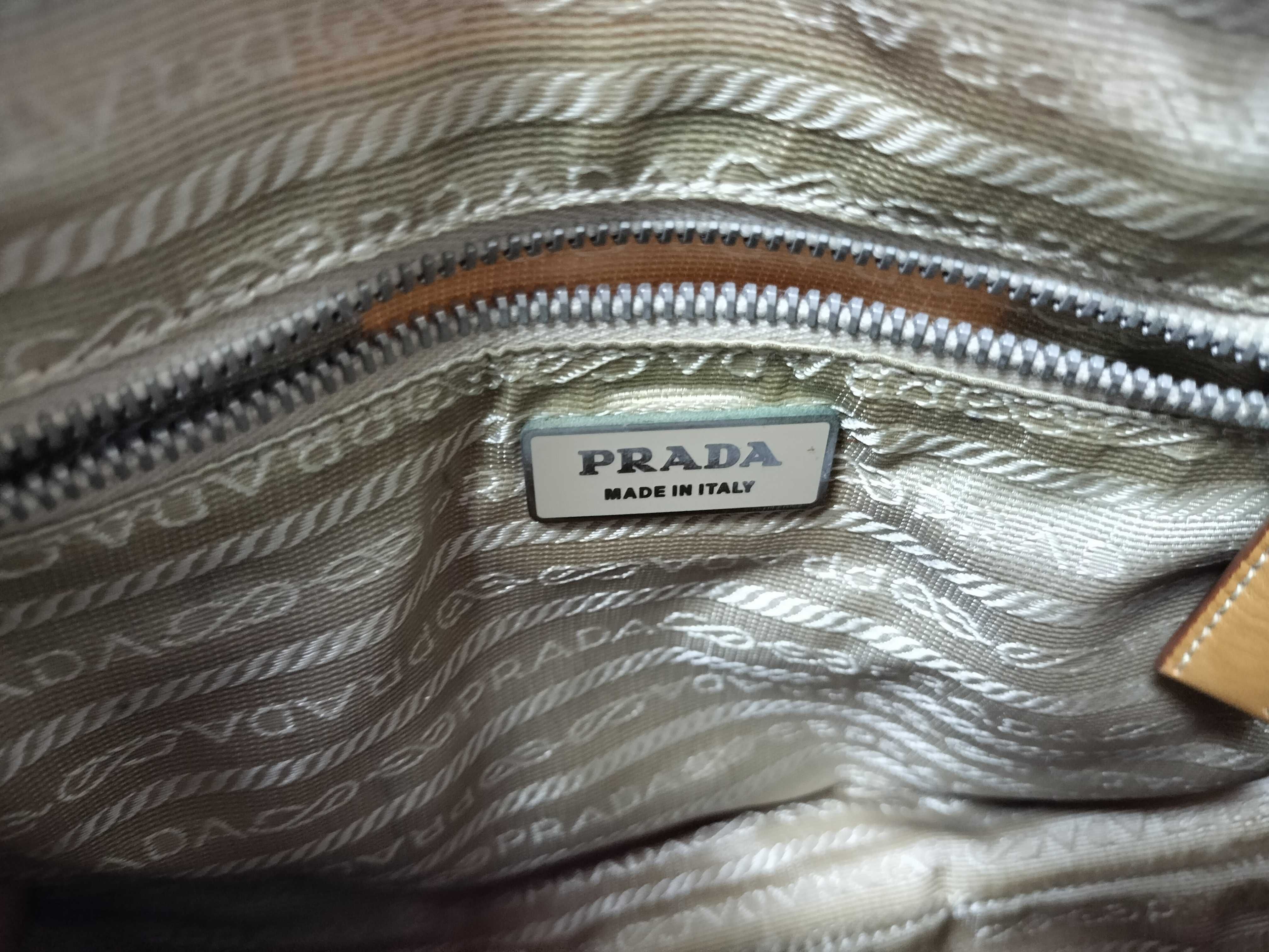 Nylon x Leather 2-way Handbag Brown Beige Handbag — view 12