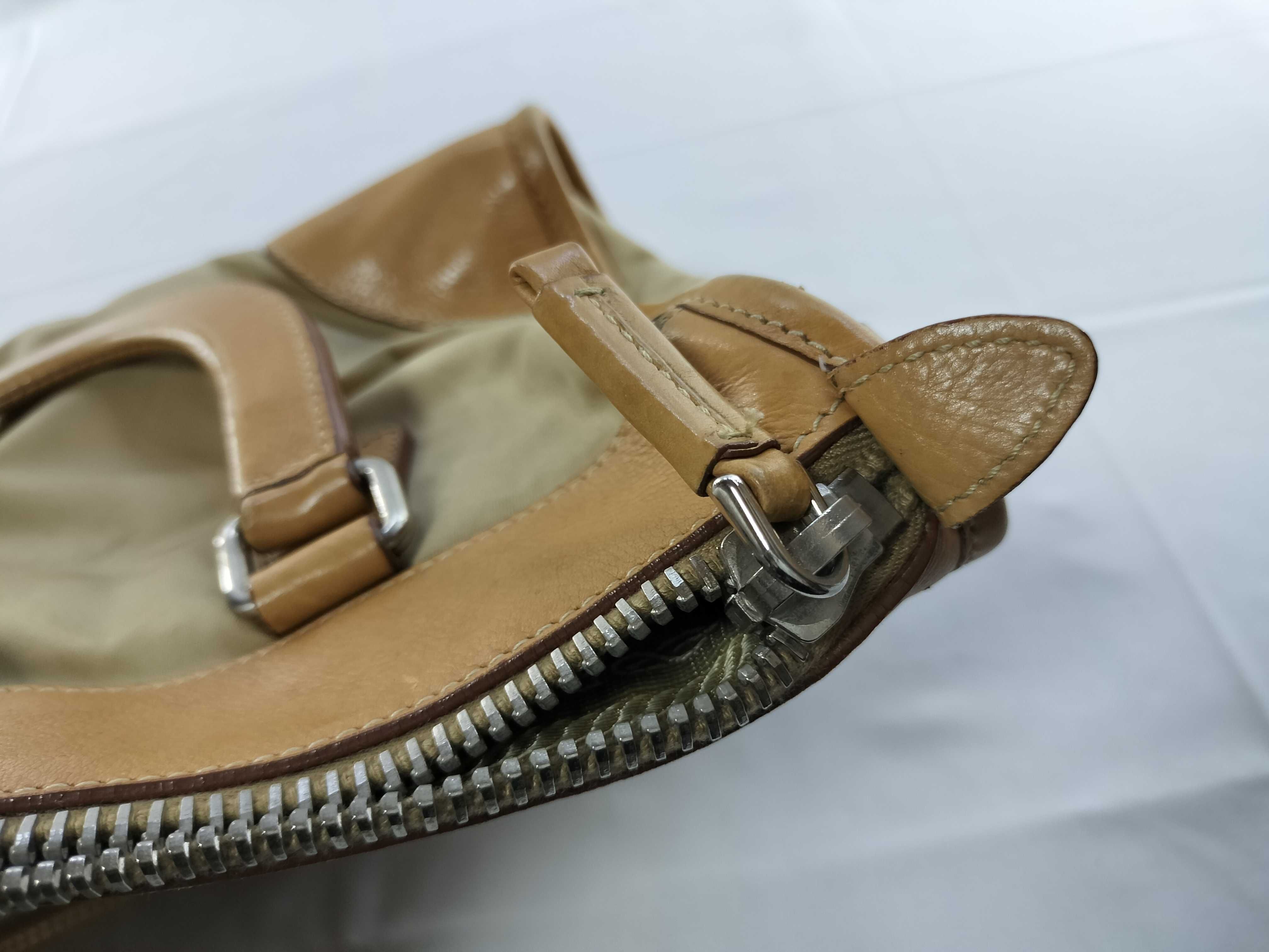 Nylon x Leather 2-way Handbag Brown Beige Handbag — view 13