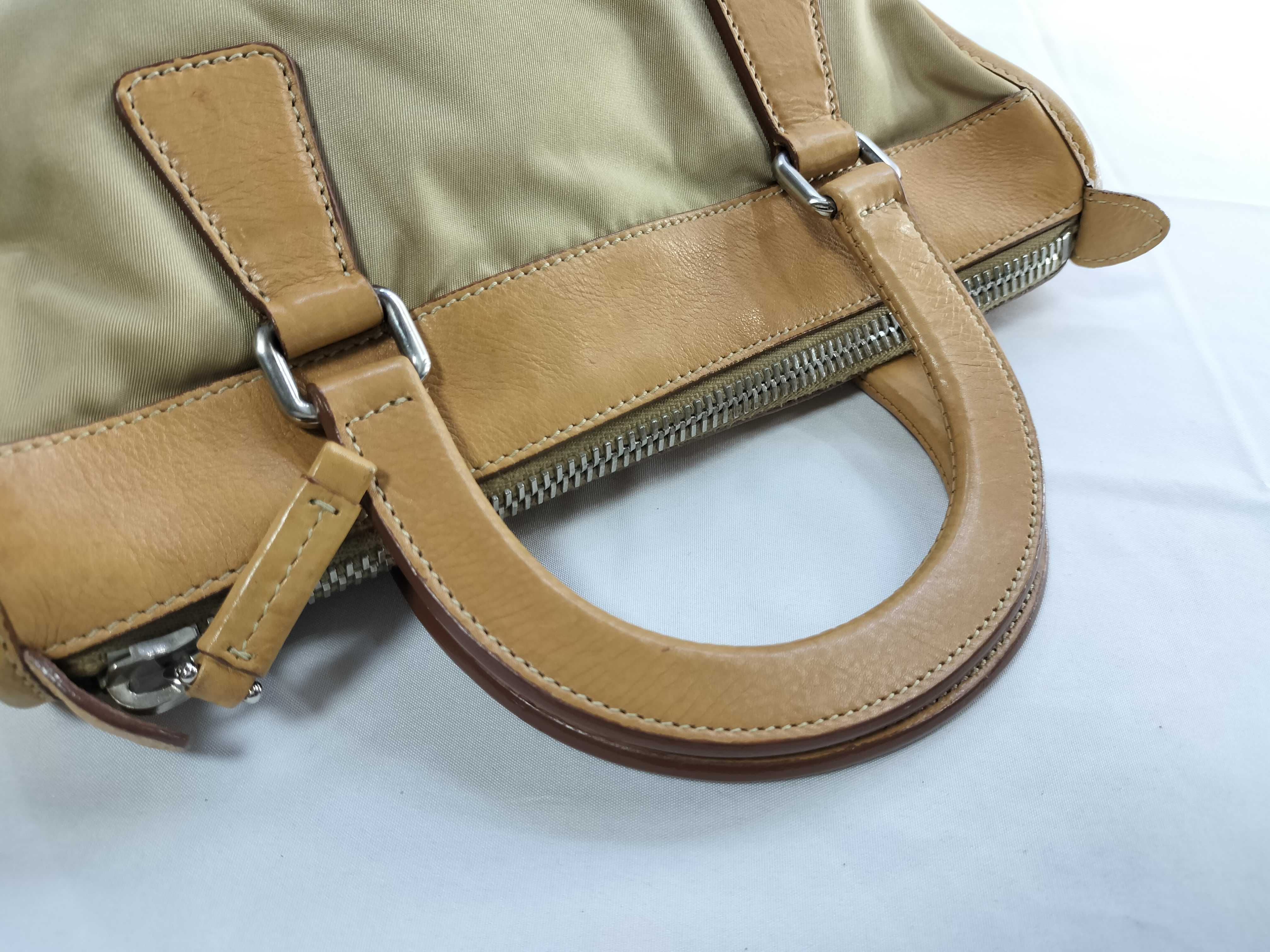 Nylon x Leather 2-way Handbag Brown Beige Handbag — view 3