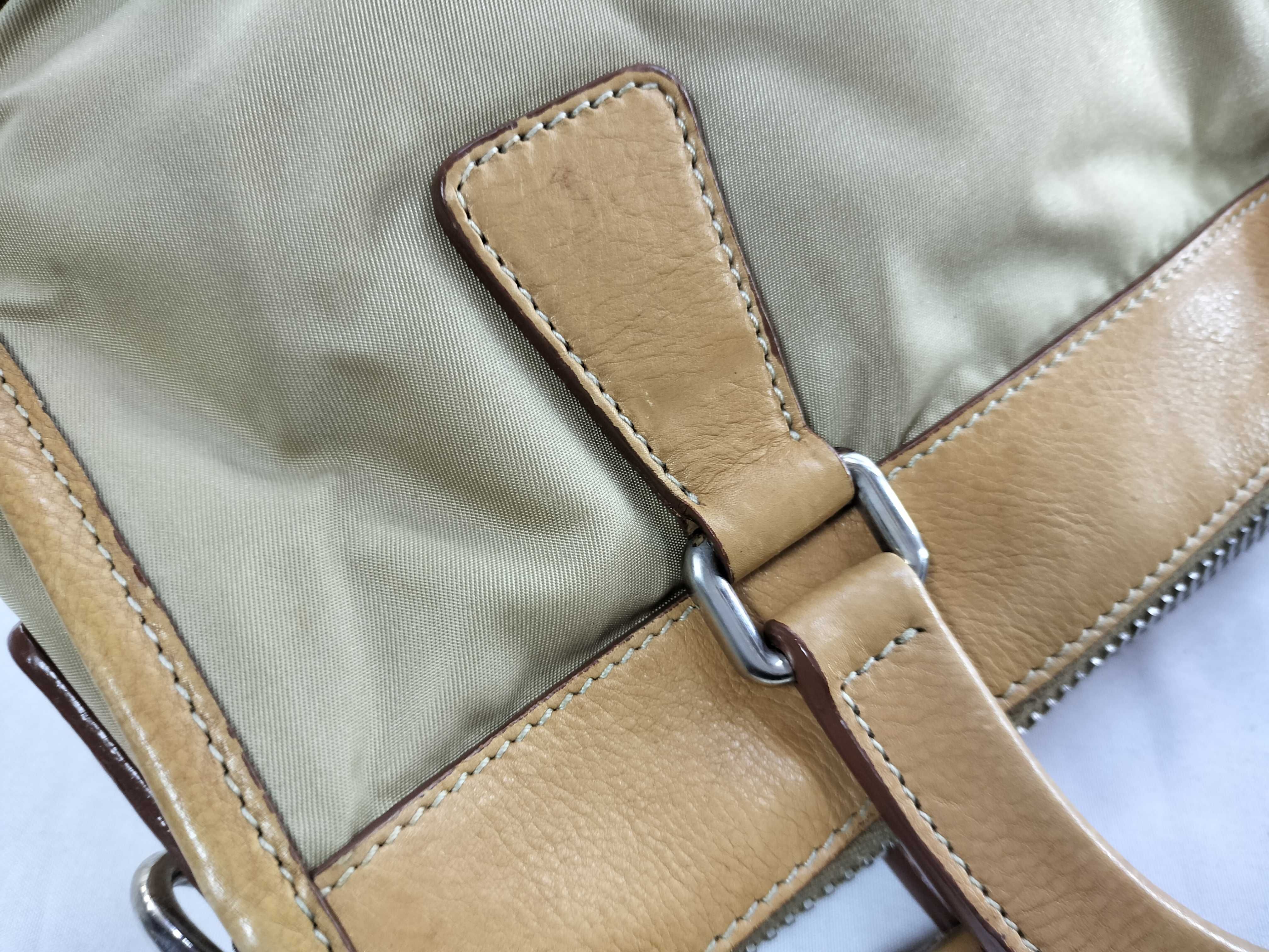 Nylon x Leather 2-way Handbag Brown Beige Handbag — view 5