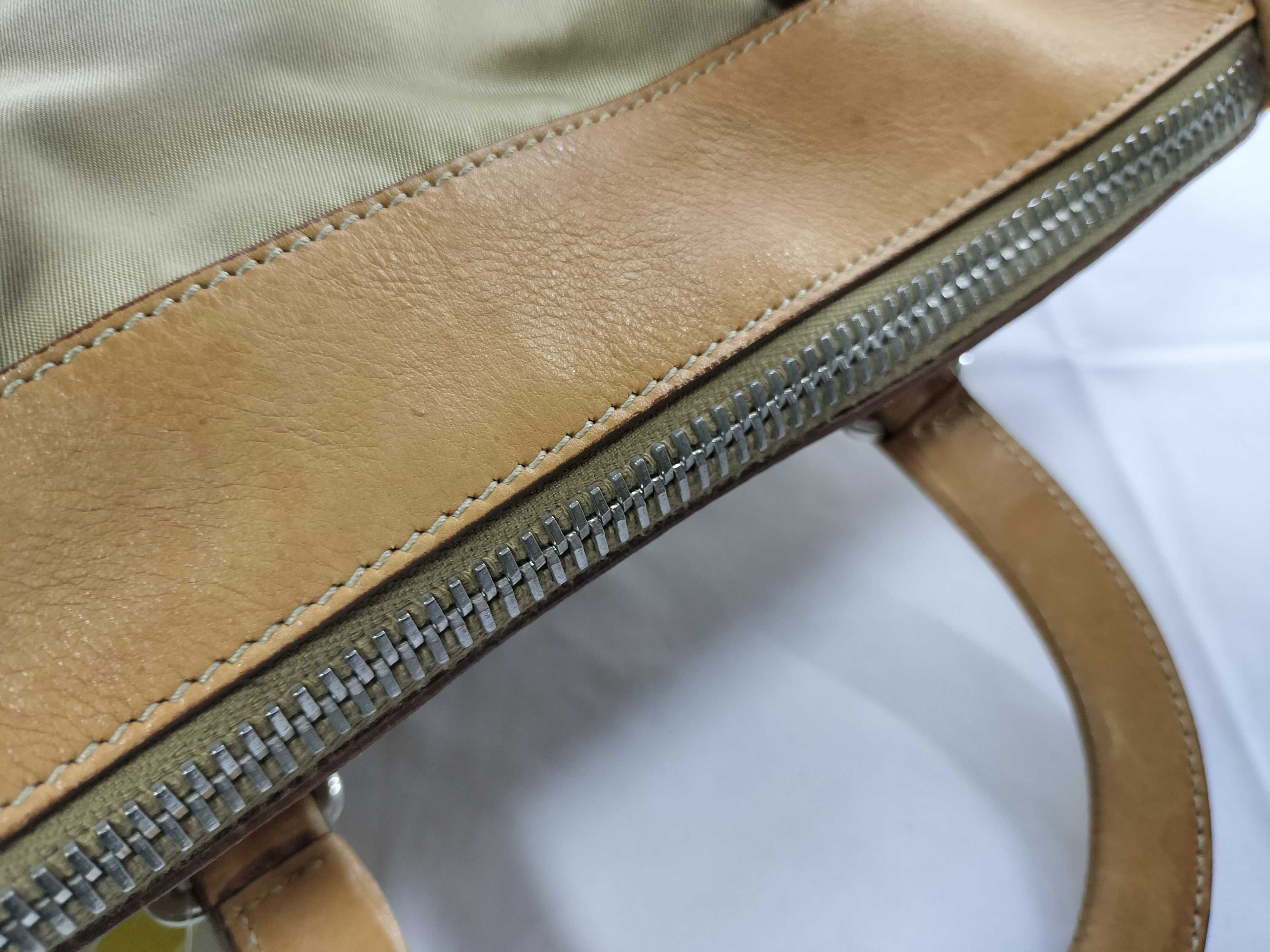 Nylon x Leather 2-way Handbag Brown Beige Handbag — view 6