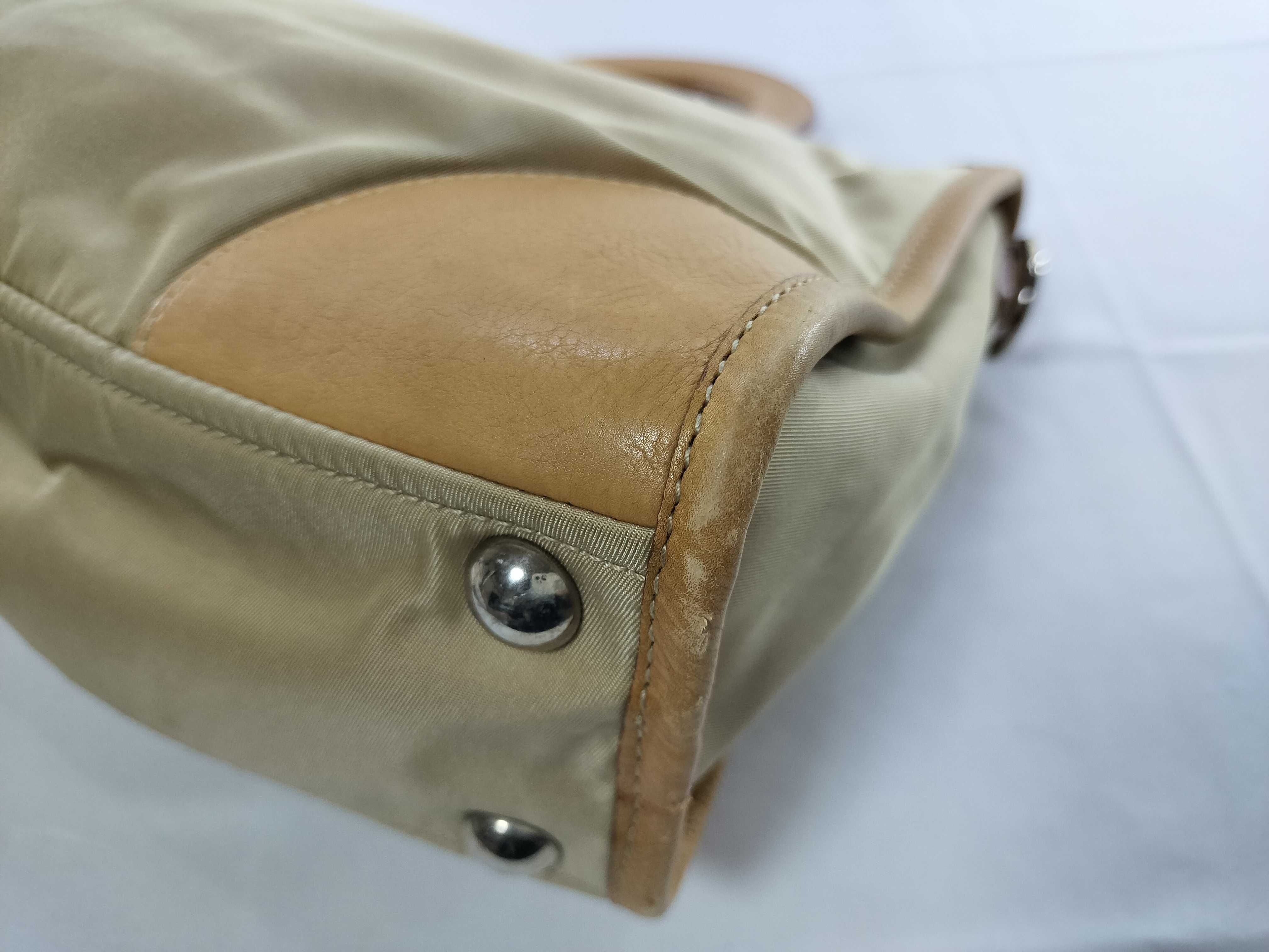 Nylon x Leather 2-way Handbag Brown Beige Handbag — view 7