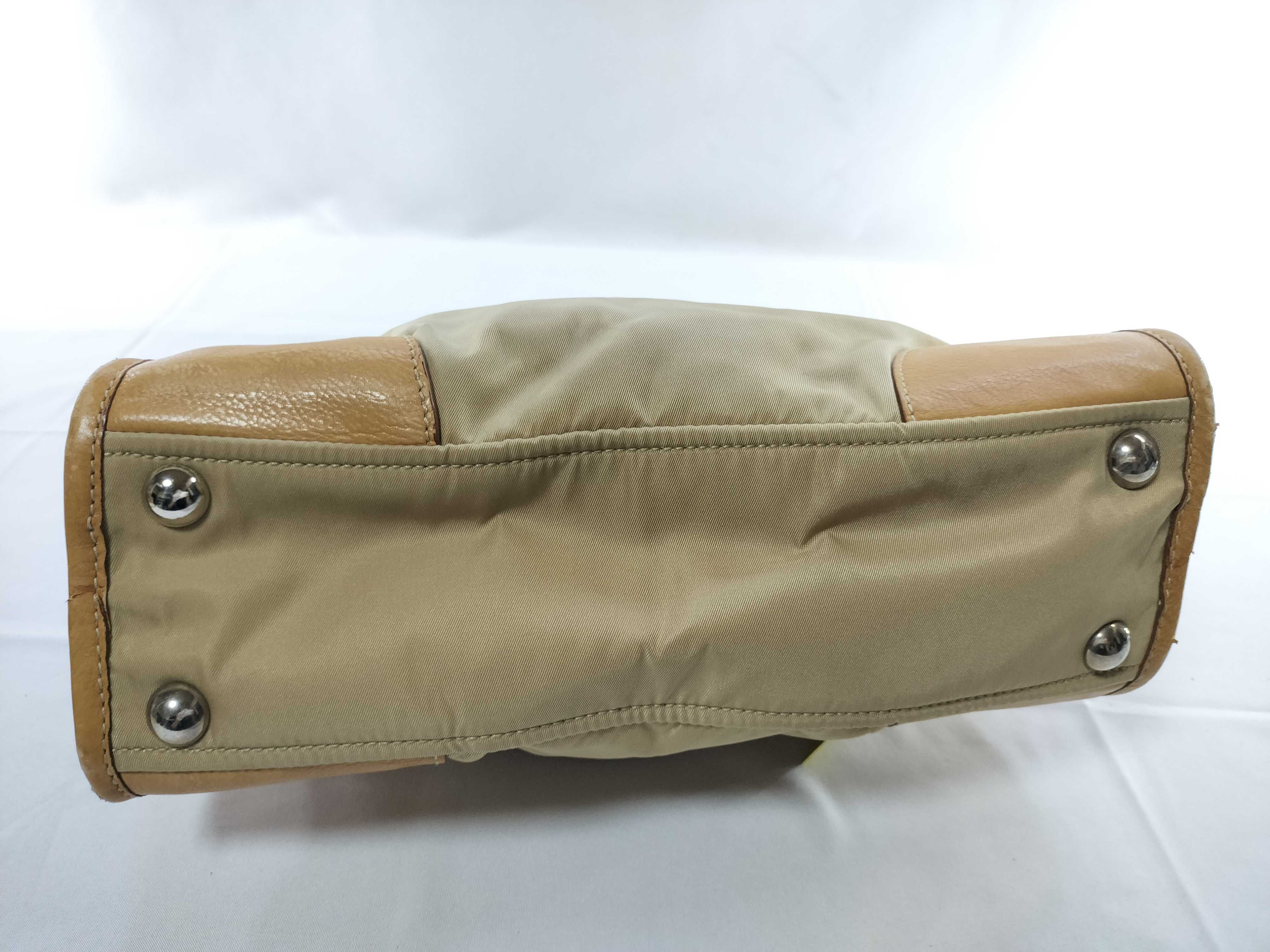 Nylon x Leather 2-way Handbag Brown Beige Handbag — view 8
