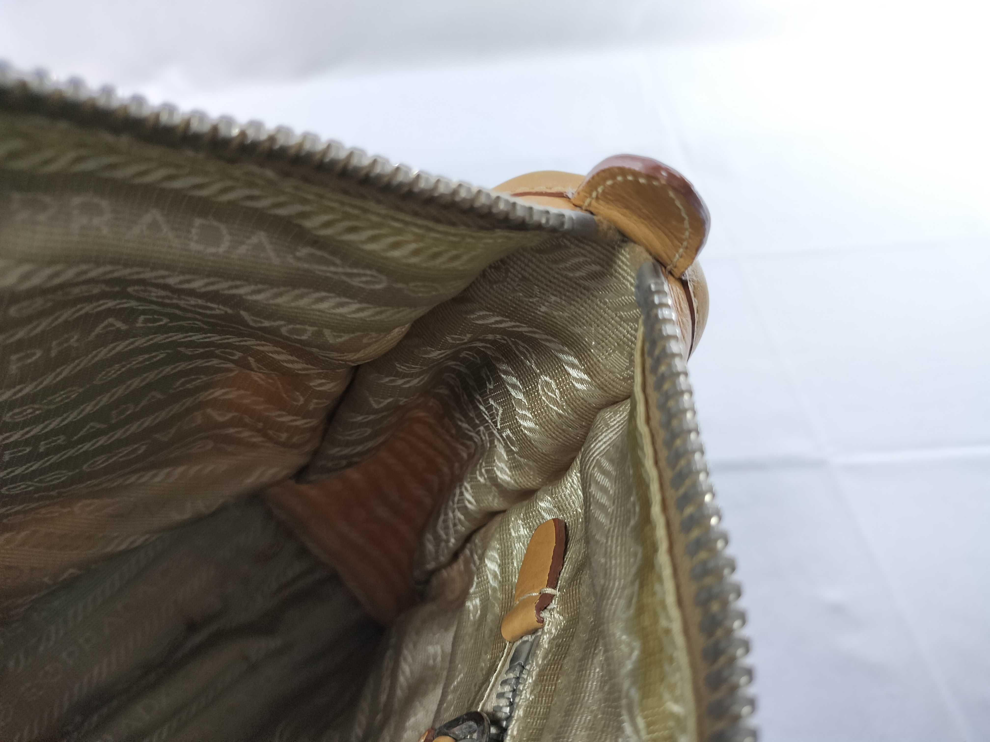 Nylon x Leather 2-way Handbag Brown Beige Handbag — view 9